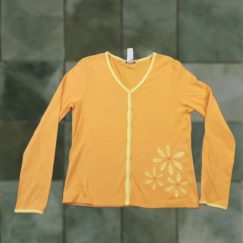 Vintage Mark Fore & Strike Womens Medium Cardigan Orange Flowers Size M / US 6-8 / IT 42-44 - 1 Thumbnail