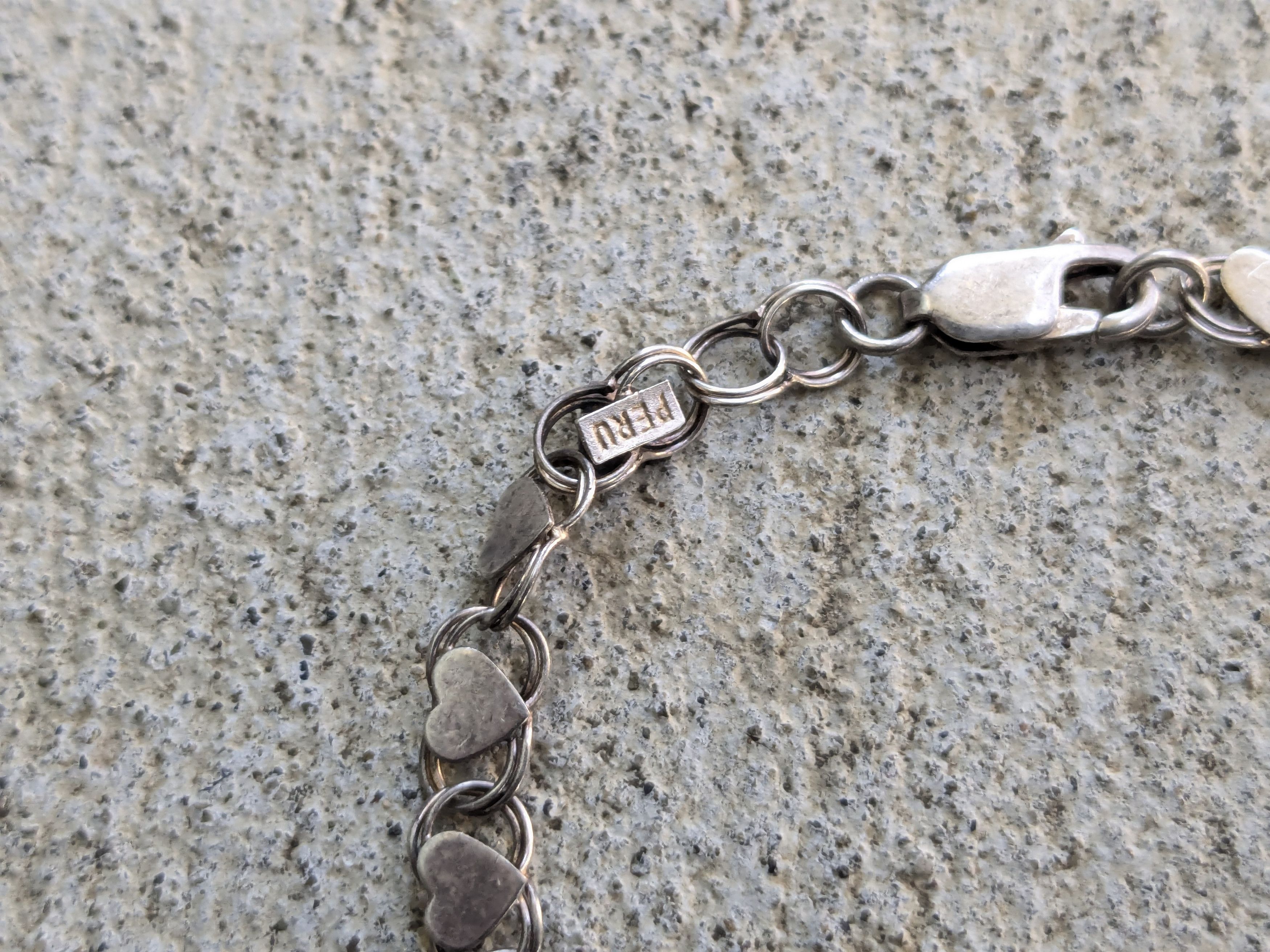 Sterling Silver Vintage Sterling Silver Bracelet Heart Round 7.25" Size ONE SIZE - 2 Thumbnail