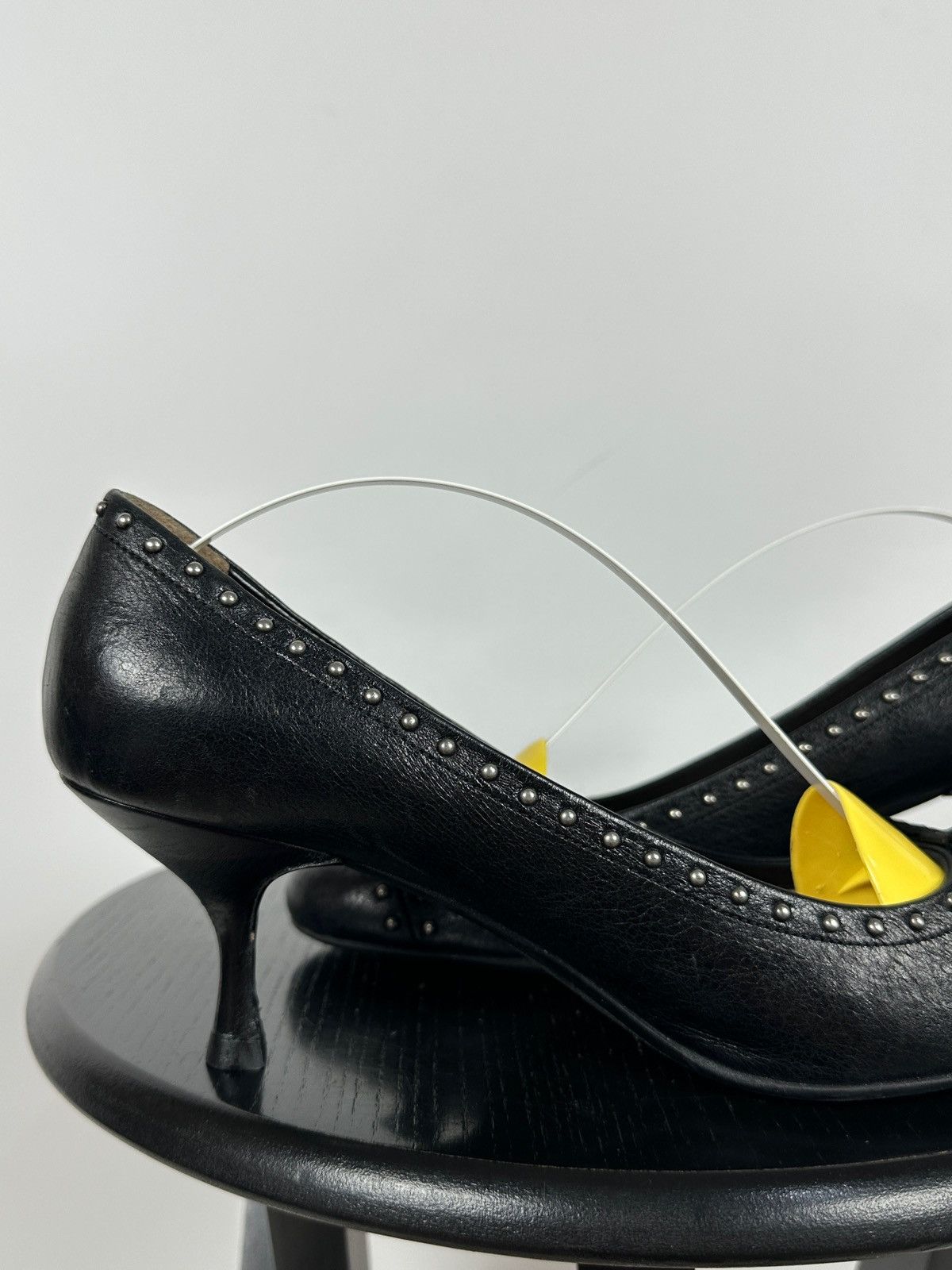 Prada Prada Black Leather Studded Bow Kitten Heels Pumps Size US 9 / IT 39 - 17 Thumbnail