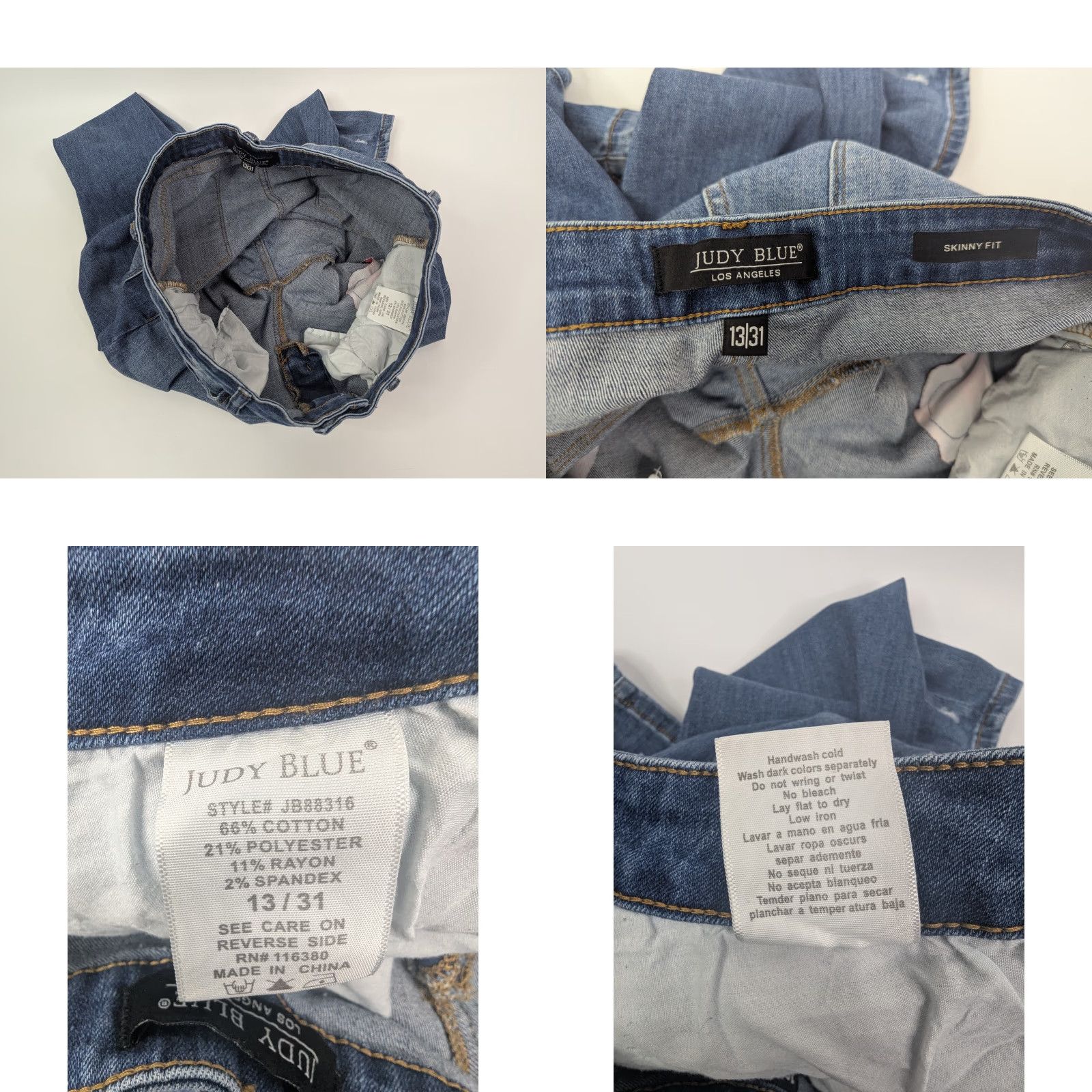 Denime Judy Blue Jeans Womens 13/31 Skinny Distressed Buffalo Plaid Patch Denim JB88316 Denim Jeans Women Vintage: No Size 34" / US 12 / IT 48 - 8 Thumbnail