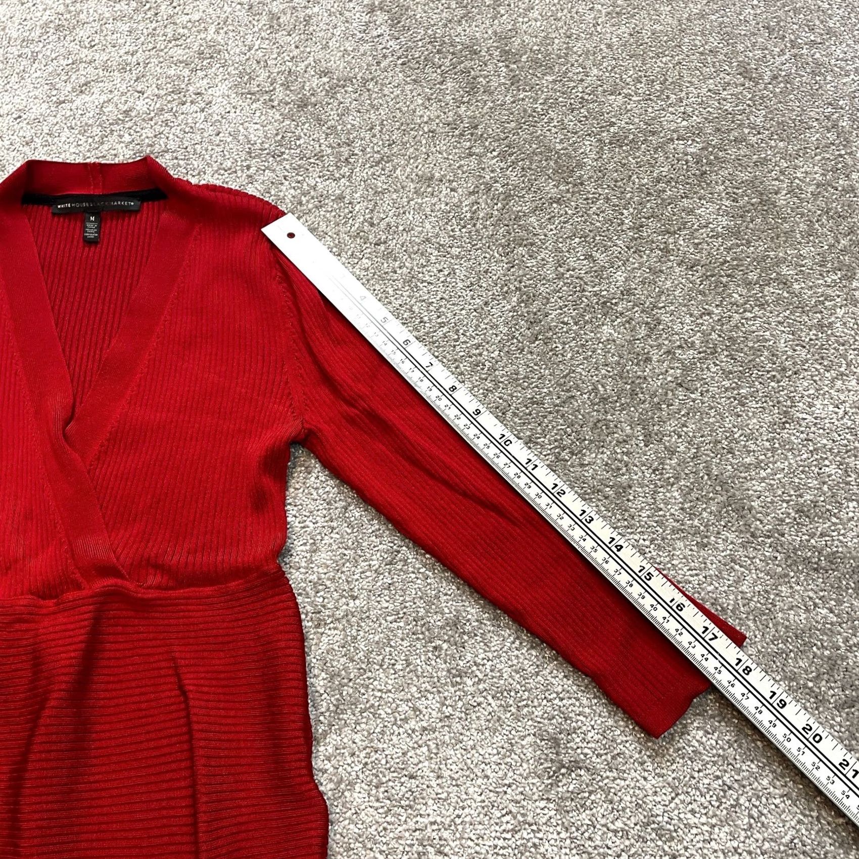 White House Black Market White House Black Market Shirt Womens M Red Ribbed Kimono Long Sleeve Top Size M / US 6-8 / IT 42-44 - 4 Thumbnail