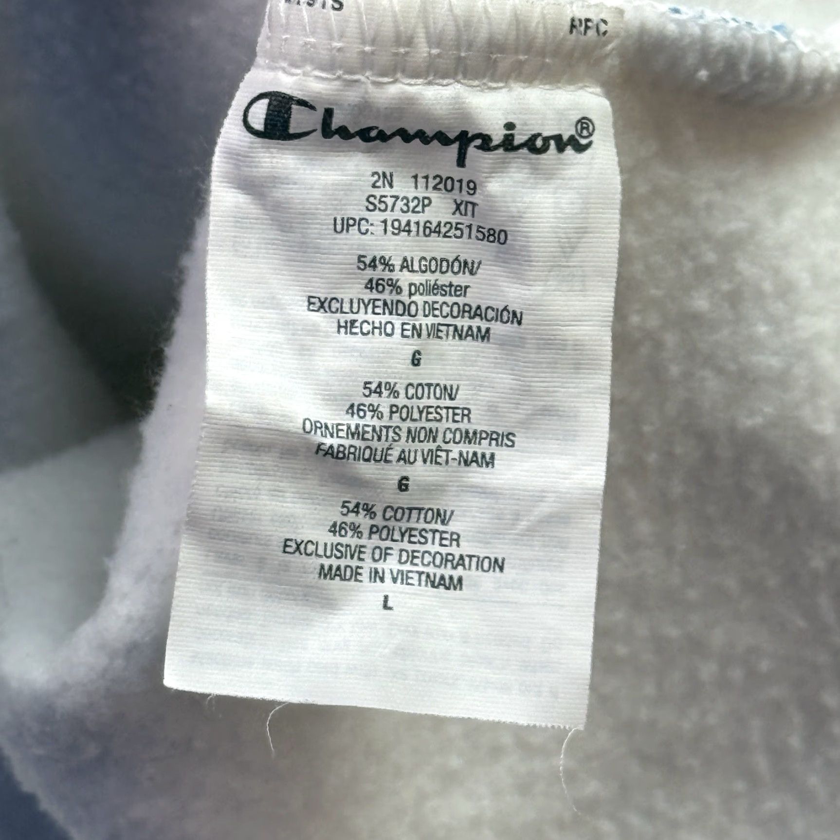 Champion Champion Sweatshirt Mens Large Powerblend Fleece All Over Logo Print Pullover Size US L / EU 52-54 / 3 - 5 Thumbnail