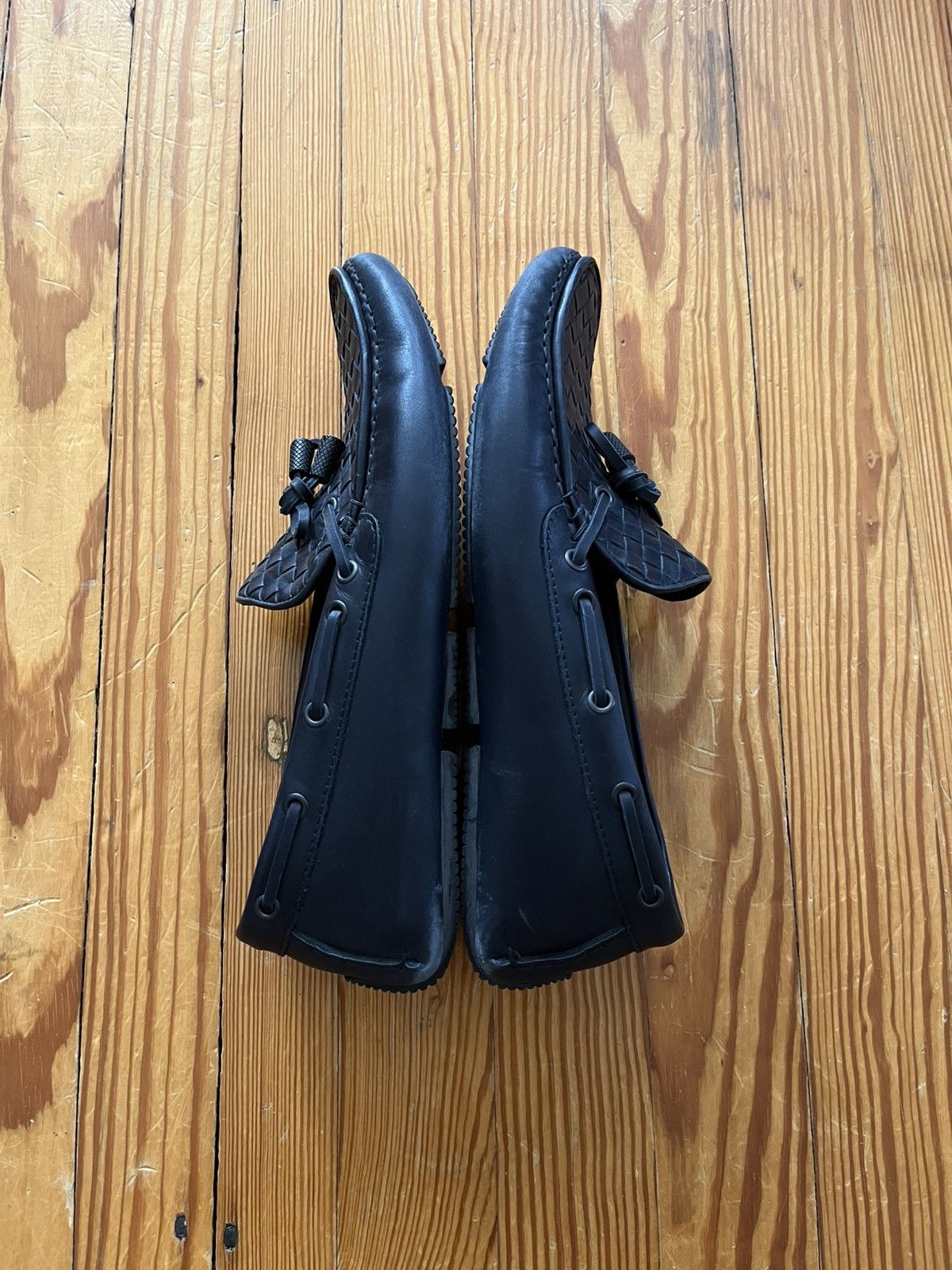 Bottega Veneta Bottega Veneta Intrecciato Woven Boat Driving Loafer Navy Size US 8.5 / EU 41-42 - 3 Thumbnail