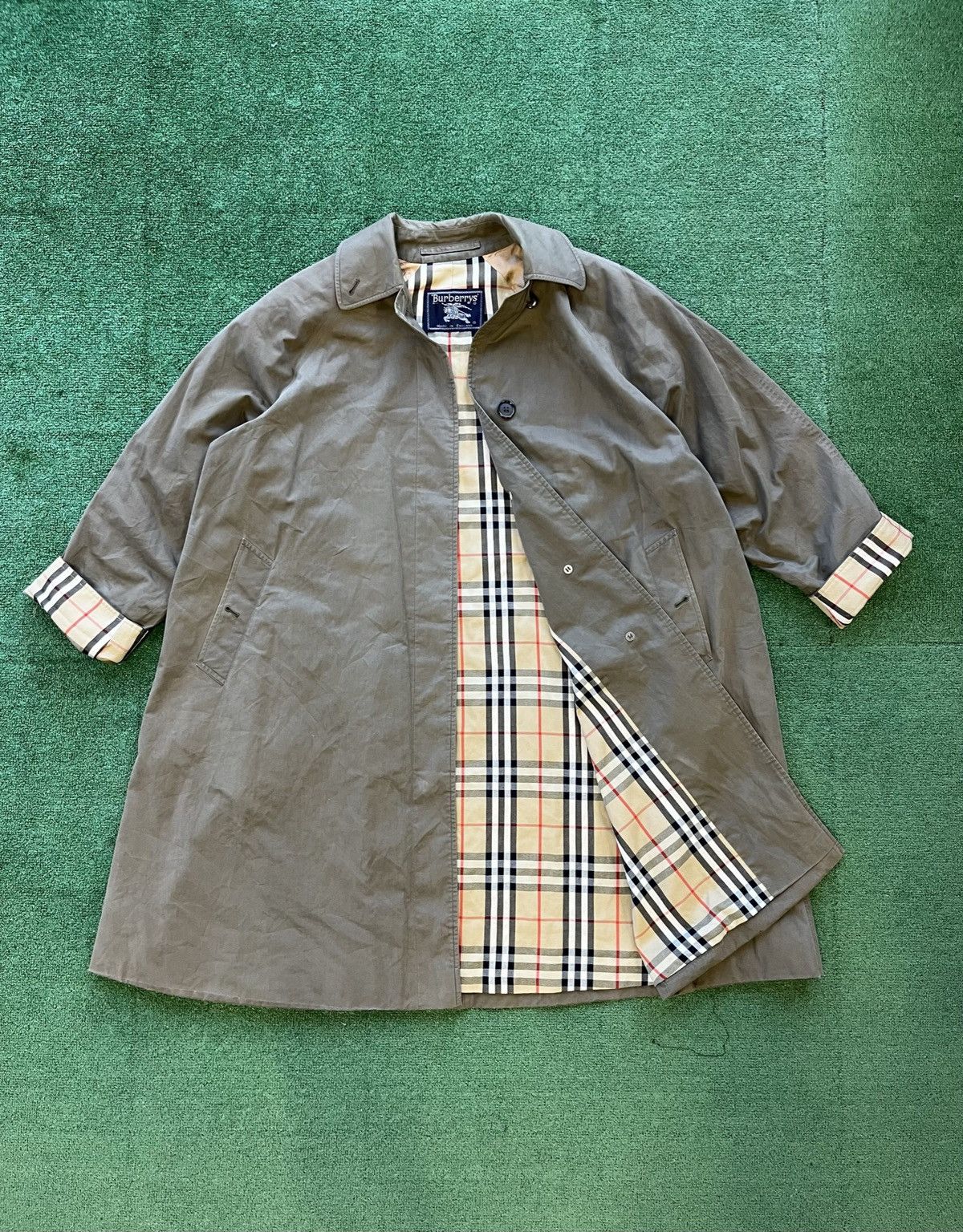 image of 90's Burberrys Nova-Check Japan Trench Coat in Desert, Women's (Size XL)
