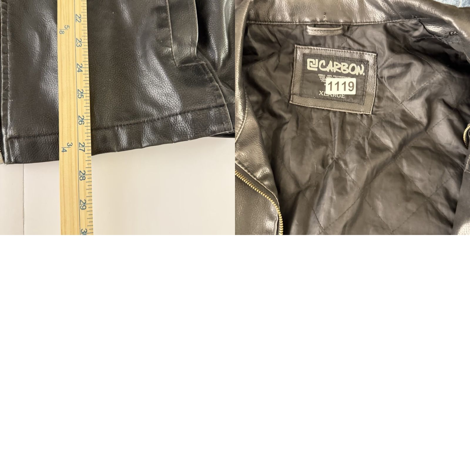 Carbon VINTAGE Carbon Biker Leather Jacket Mens XL Black Distressed Broken Zipper Zip Long Coat Style Riding Racing Walking Jacket Size US XL / EU 56 / 4 - 8 Thumbnail
