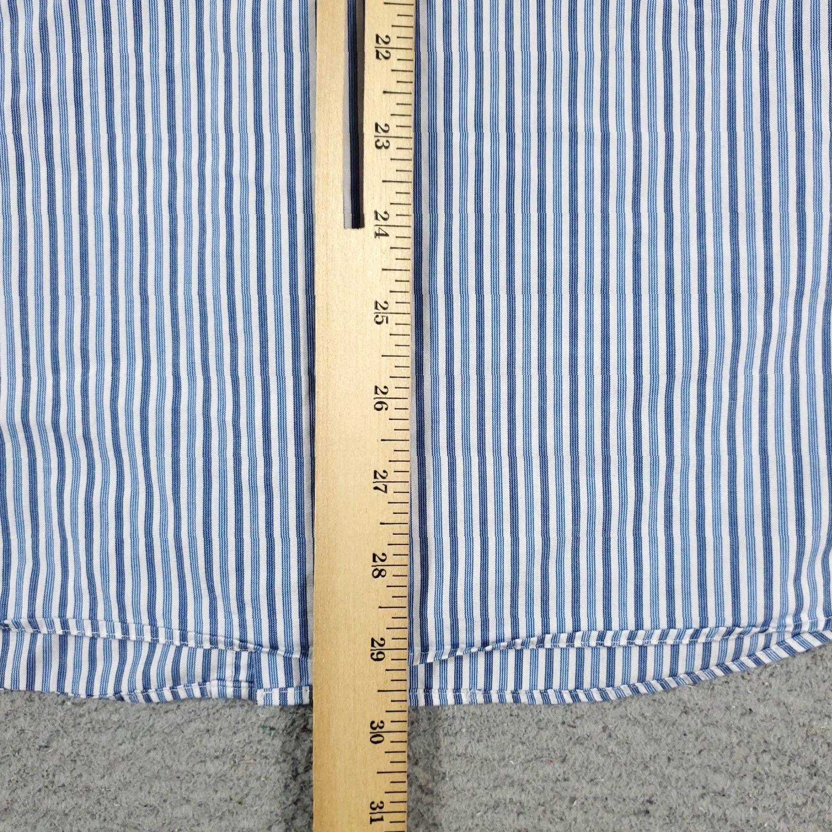 Tommy Hilfiger TOMMY HILFIGER Dress Shirt Mens Size 16 Blue Striped Long Sleeve Button Up Modern Preppy Size 42R - 6 Thumbnail