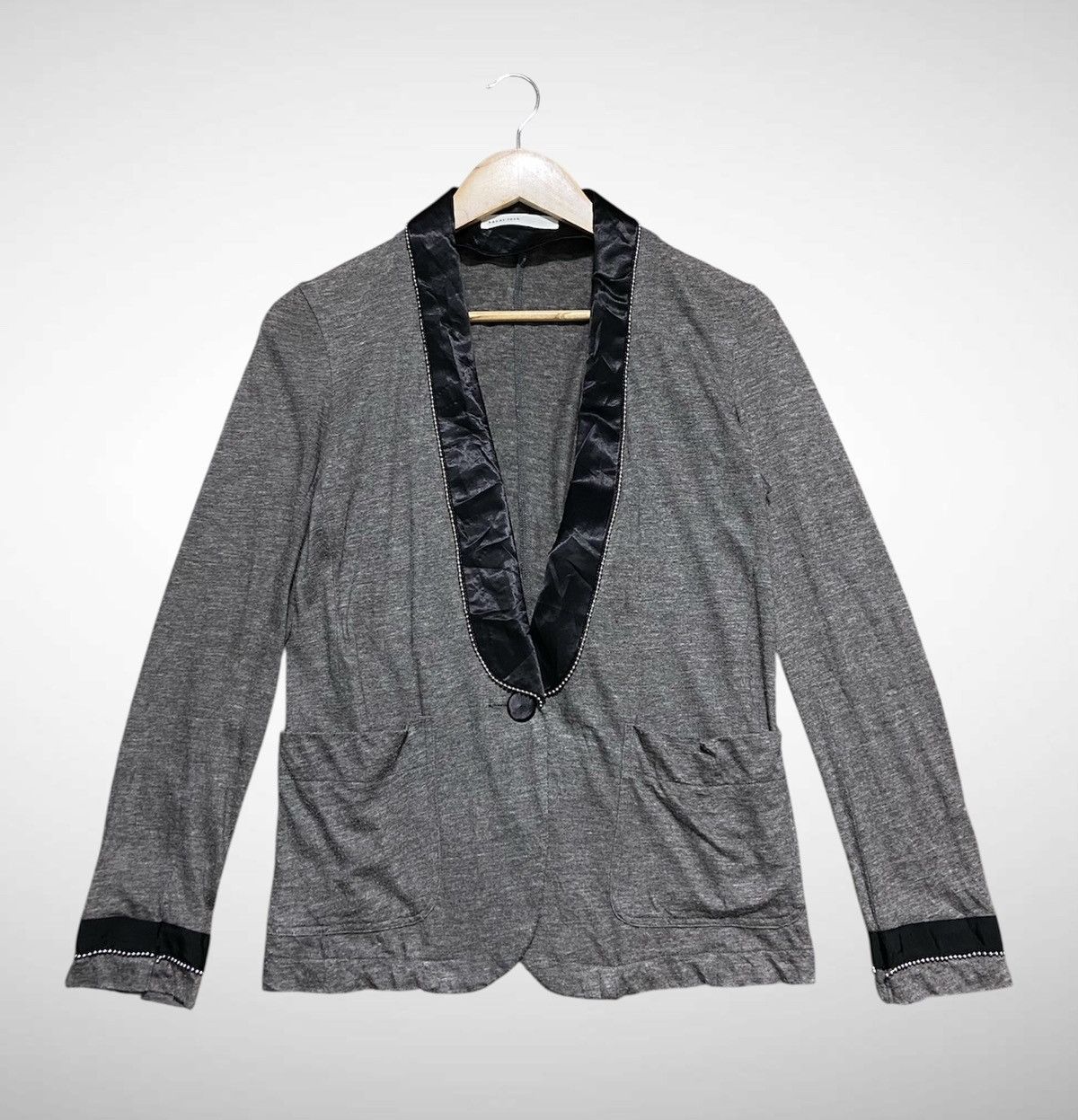 Sacai Sacai Luck Grey Linen-Blend Tuxedo Cardigan Blazer Size M / US 6-8 / IT 42-44 - 3 Thumbnail