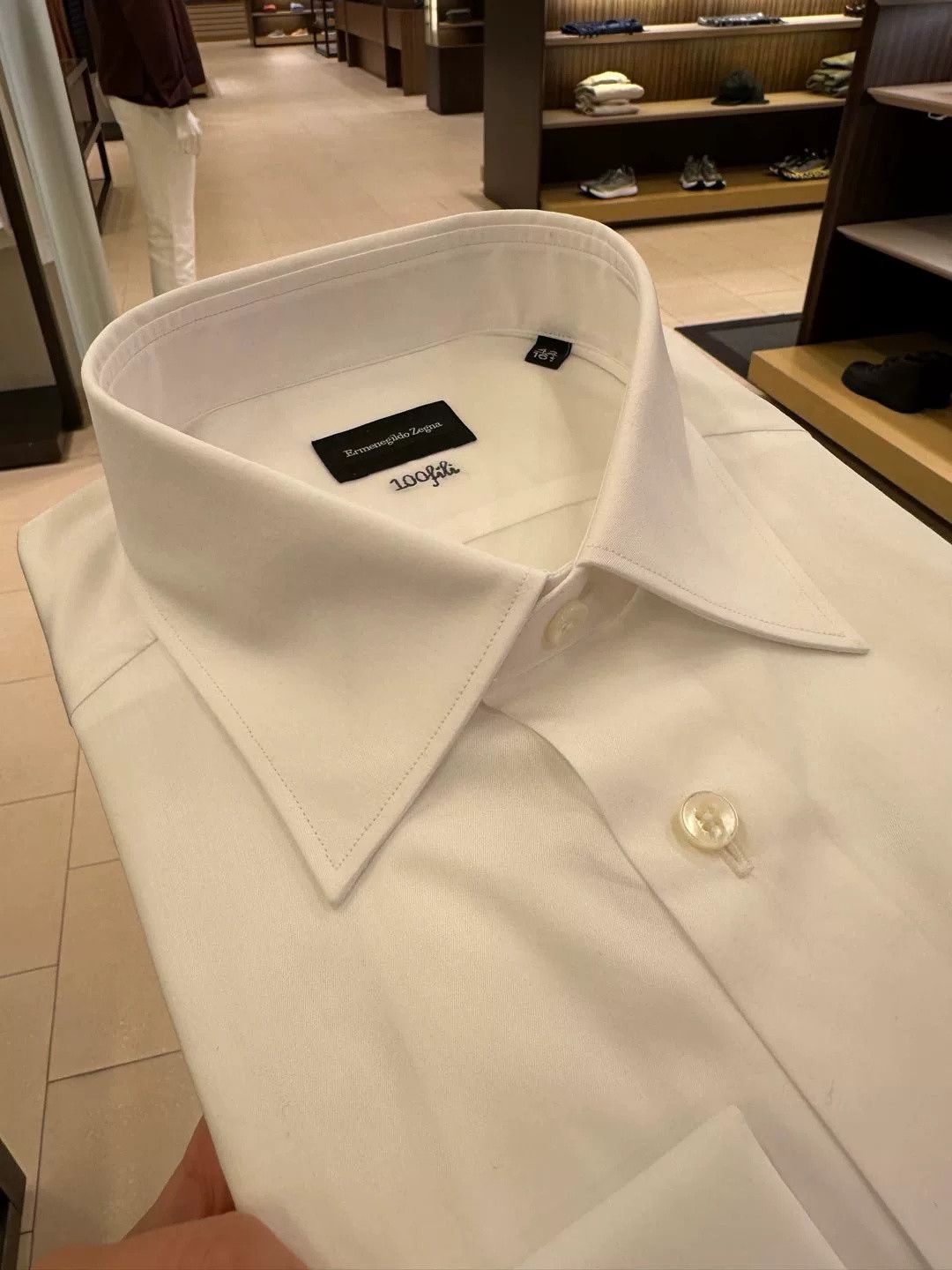 Ermenegildo Zegna Ermenegildo Zegna White Long-Sleeve Shirt Size US S / EU 44-46 / 1 - 9 Thumbnail
