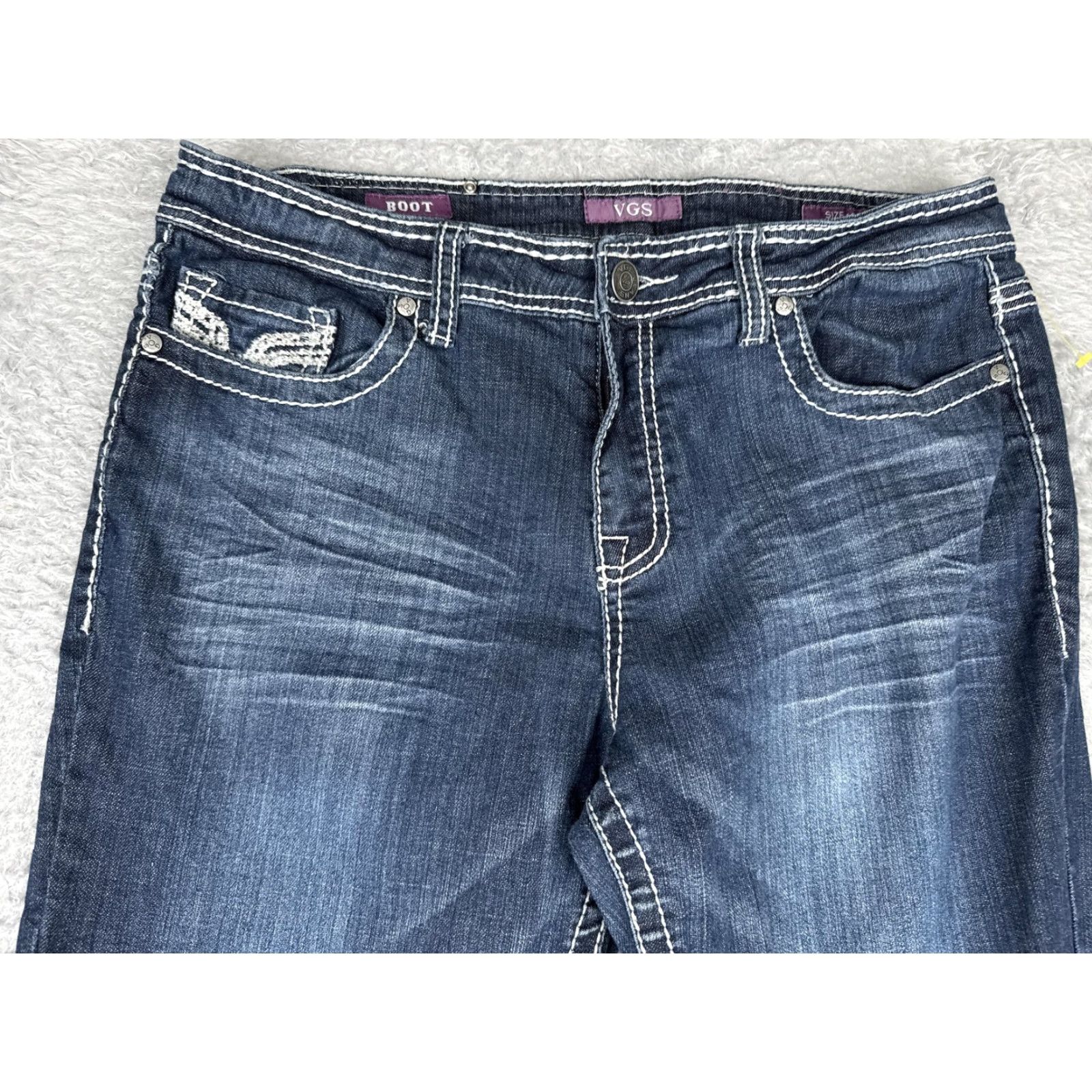 Denime VGS Jeans Womens Bootcut 14 Blue Mid Wash Stretch Lace Denim 34x31 Size 36" / US 14 / IT 50 - 4 Thumbnail
