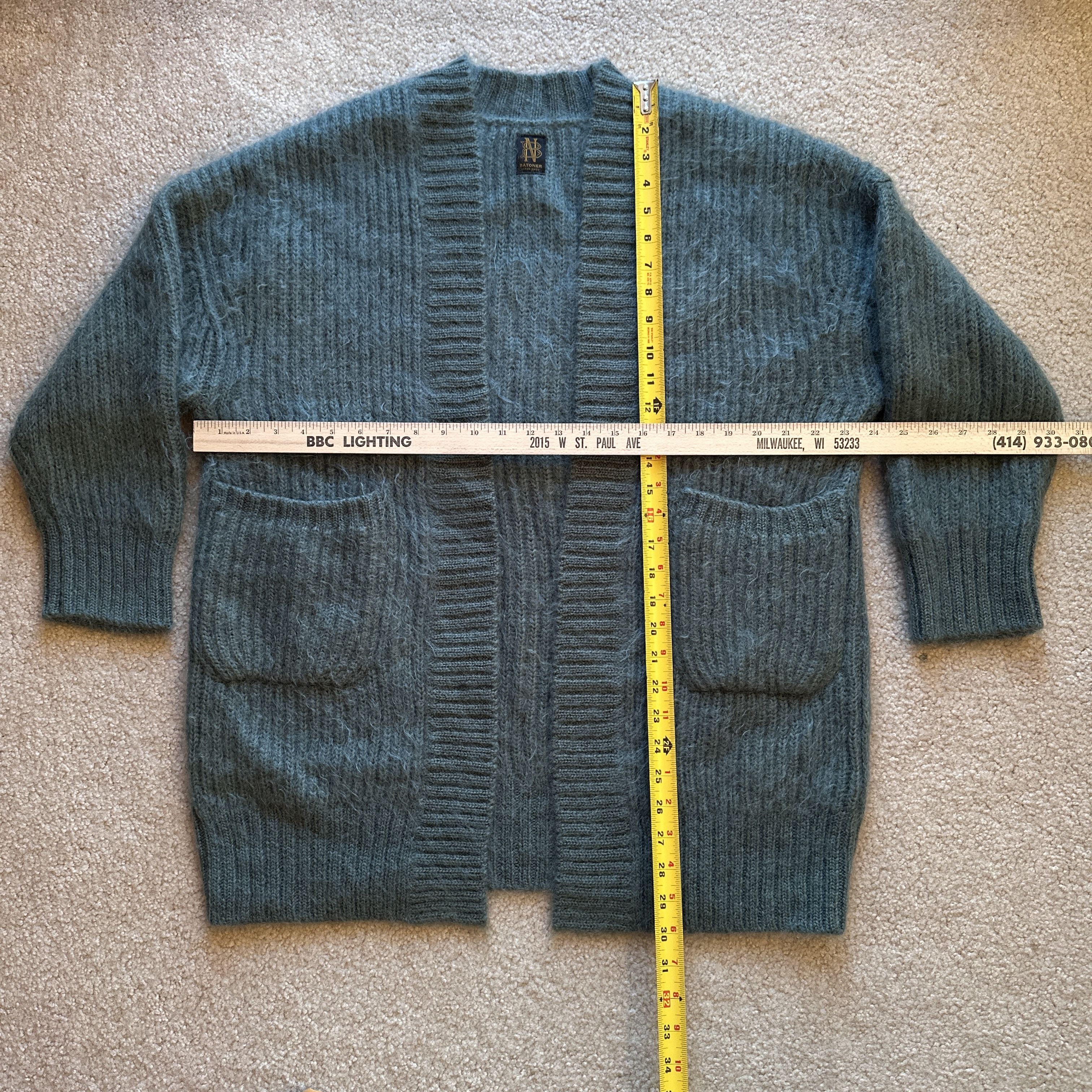 Batoner Batoner Oversized Mohair Wool Teal Green Ribbed Cardigan Size US M / EU 48-50 / 2 - 5 Thumbnail
