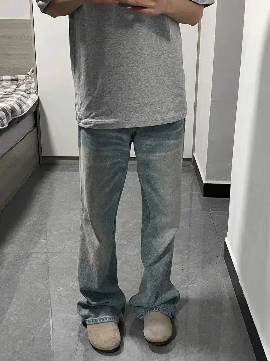 Japanese Brand Loose straight washed micro flared jeans Size US 30 / EU 46 - 2 Thumbnail