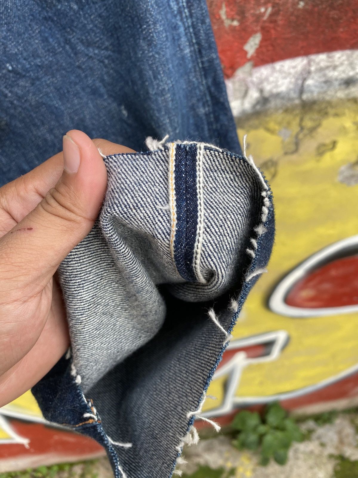 Evisu Very rare Vintage short jeans evisu selvedge black & yellow Size US 29 - 4 Thumbnail