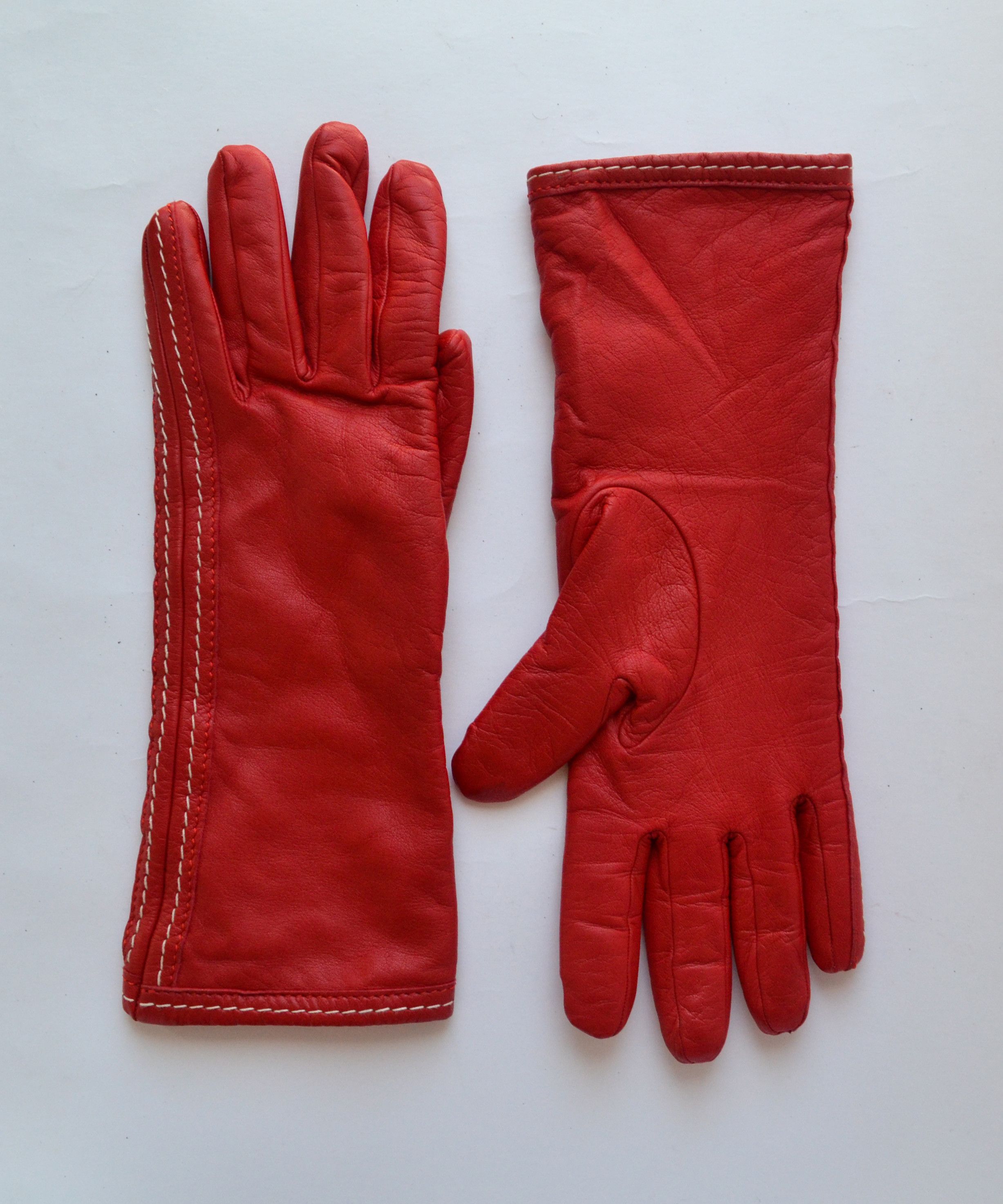 ✓ JIL SANDER Gloves Leather Red Vintage Wool by RAF SIMONS - Main Image