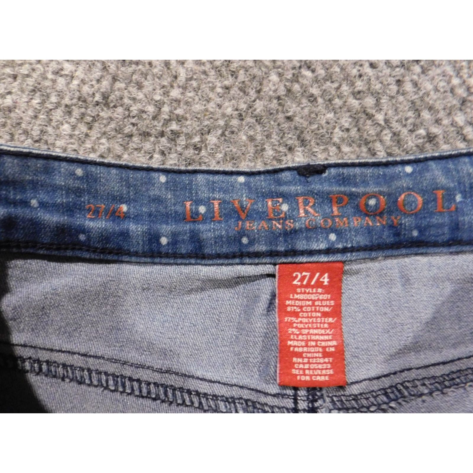Denime Liverpool Jeans Capri Jeans Women 4 Blue Denim Capri Pockets Zipper Modern 13in Inseam Regular Stretch Dark Wash Mens? Womens Size 27" / US 4 / IT 40 - 3 Thumbnail