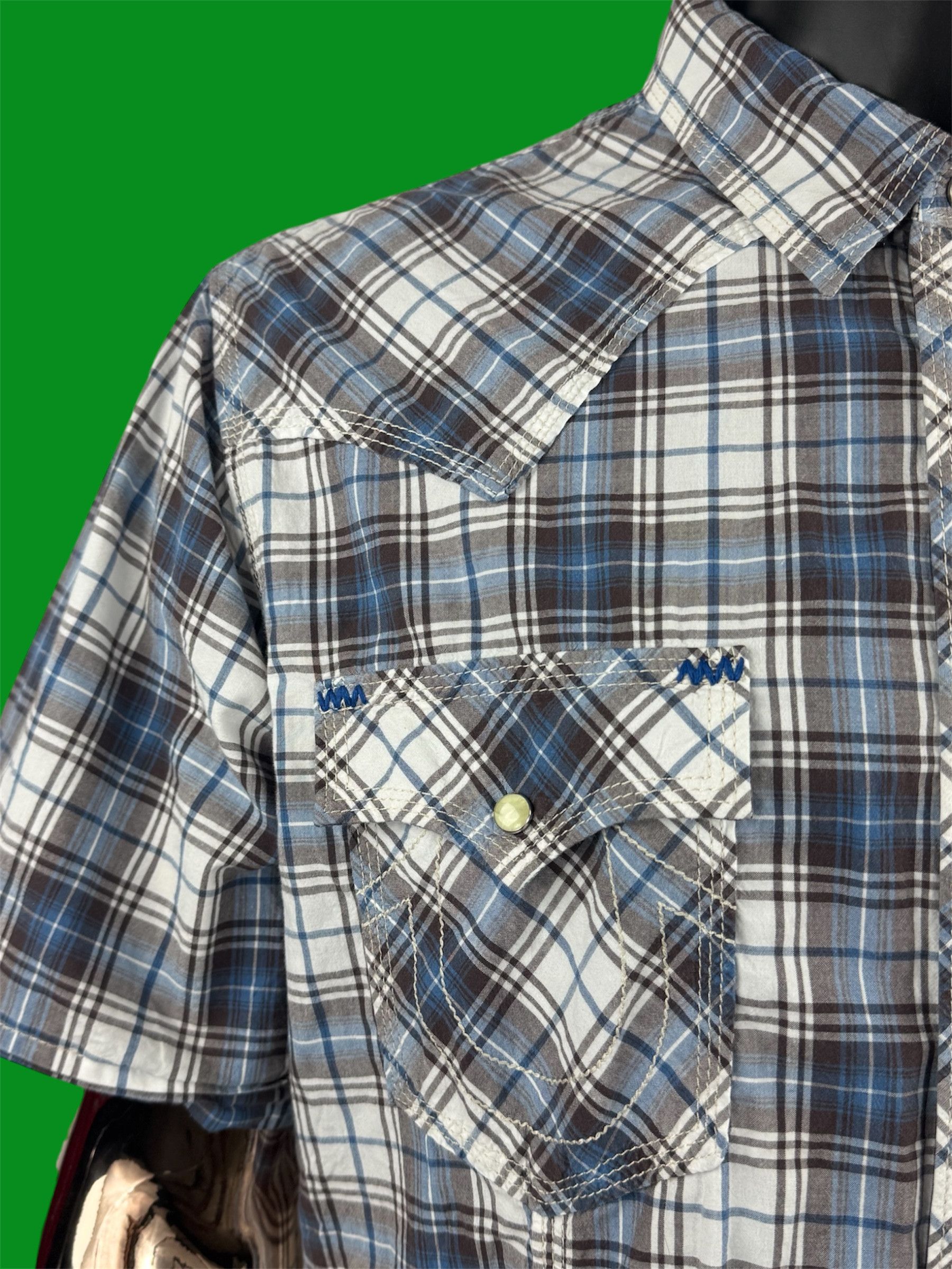 True Religion VTG True Religion Plaid Western Pearl Snap Pt Dune 56 No Cal Size US XXL / EU 58 / 5 - 3 Thumbnail