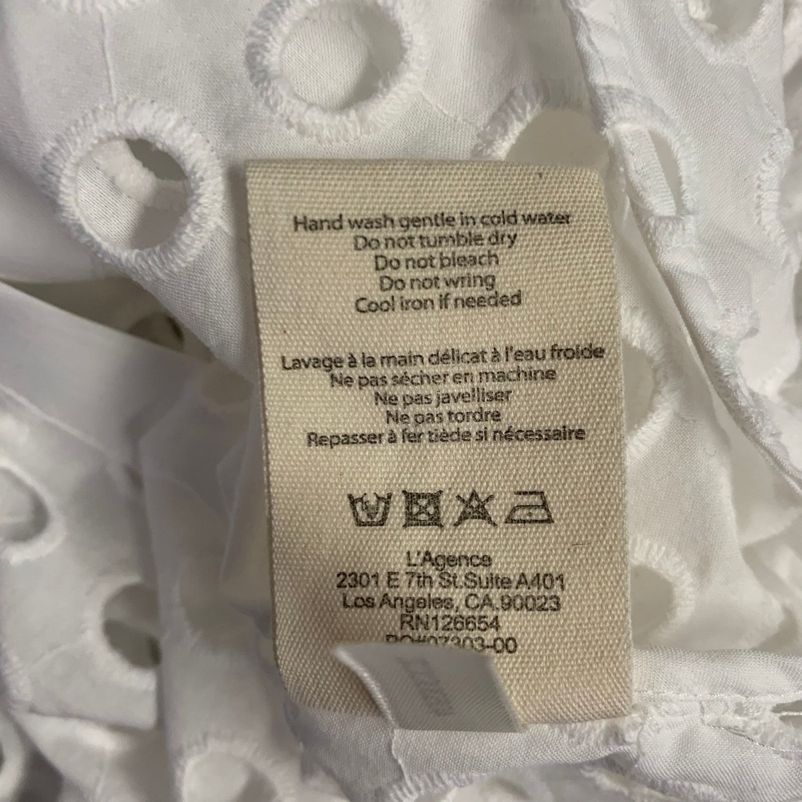 L'AGENCE L'AGENCE Size L White Cotton Eyelet Button Up Shirt Size L / US 10 / IT 46 - 7 Thumbnail