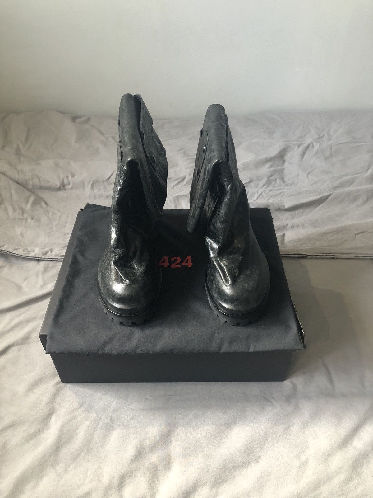image of 424 On Fairfax 424 Marathon Overlay High Boots in Black, Men's (Size 8)