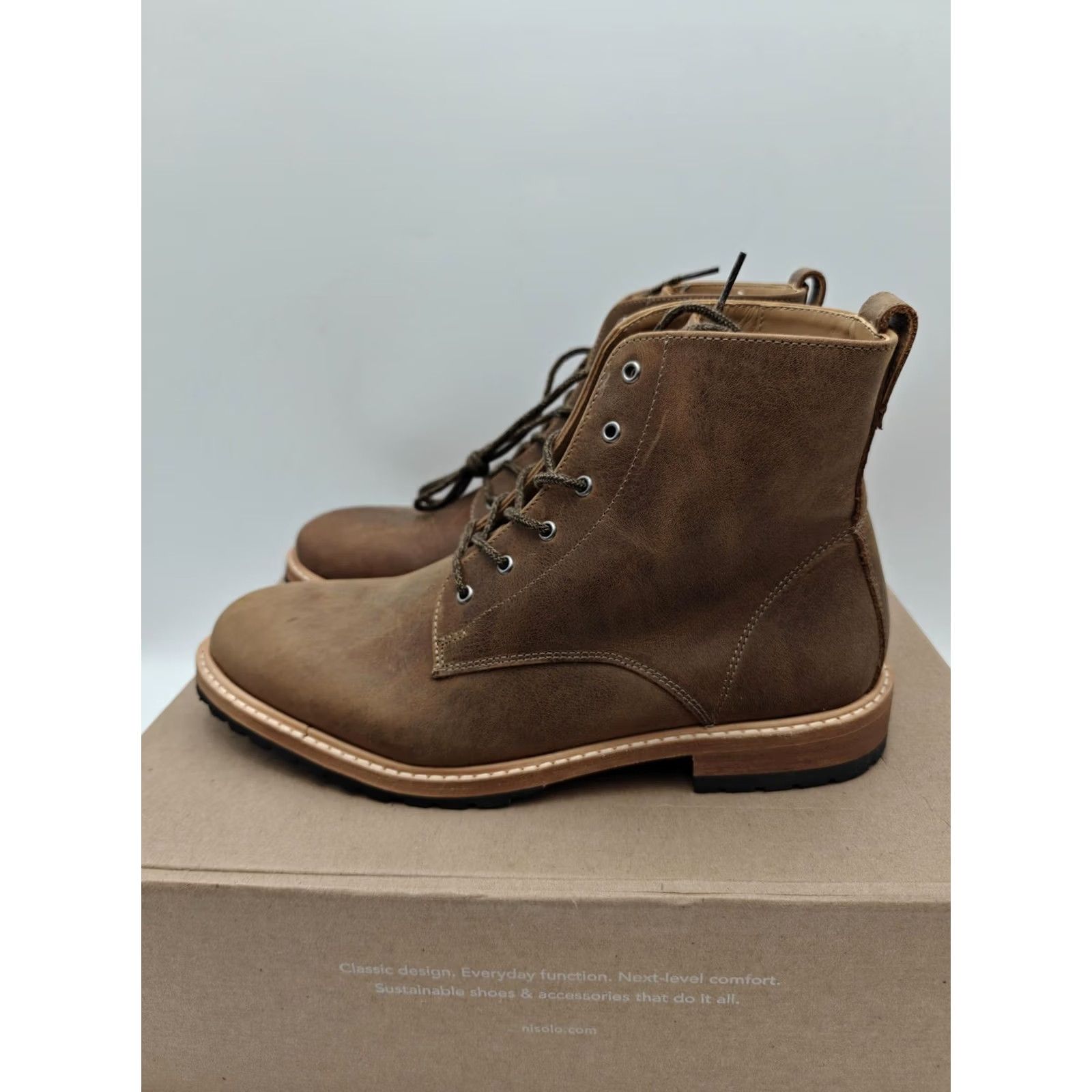 Nisolo Nisolo Boots Mens Size 8 Brown Leather Martin All-Weather Ankle Combat Lug Sole Shoes Size US 8 / EU 41 - 3 Thumbnail