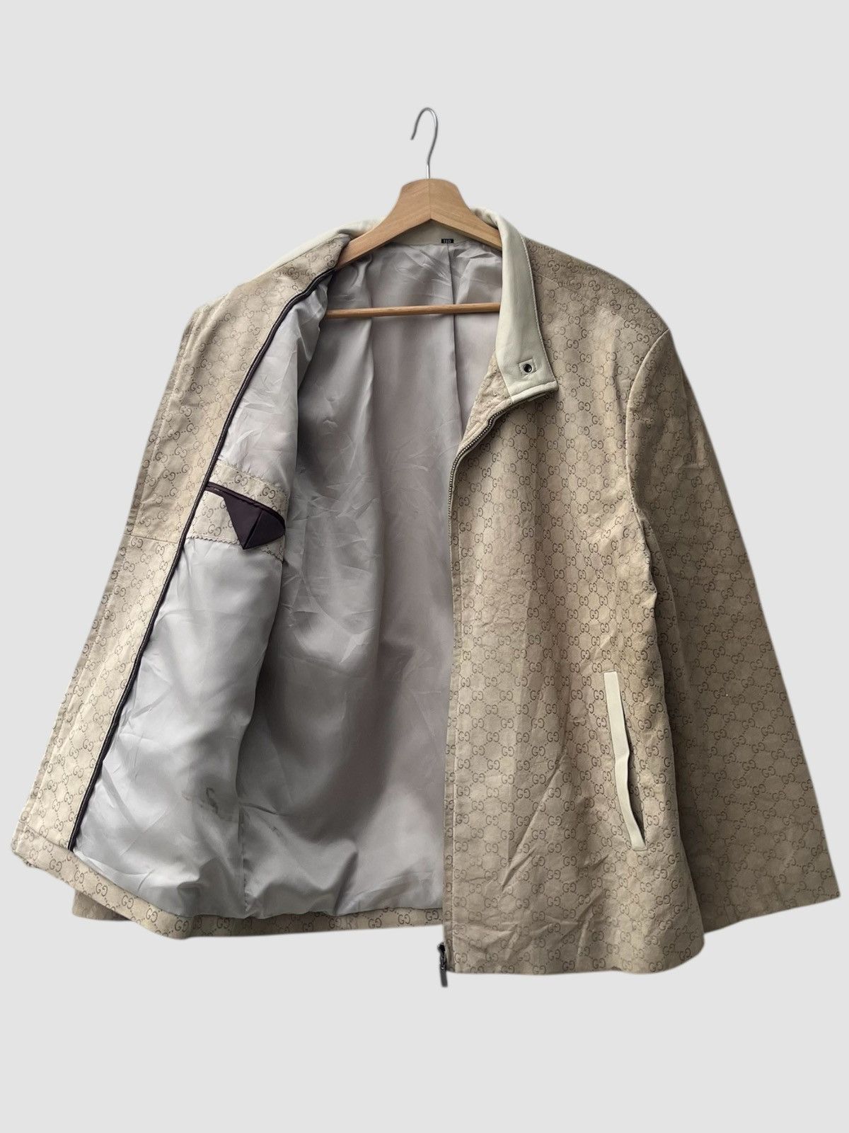 Vintage Gucci Monogram Alpaca Suede Leather Jacket Bootleg Size US XL / EU 56 / 4 - 3 Thumbnail