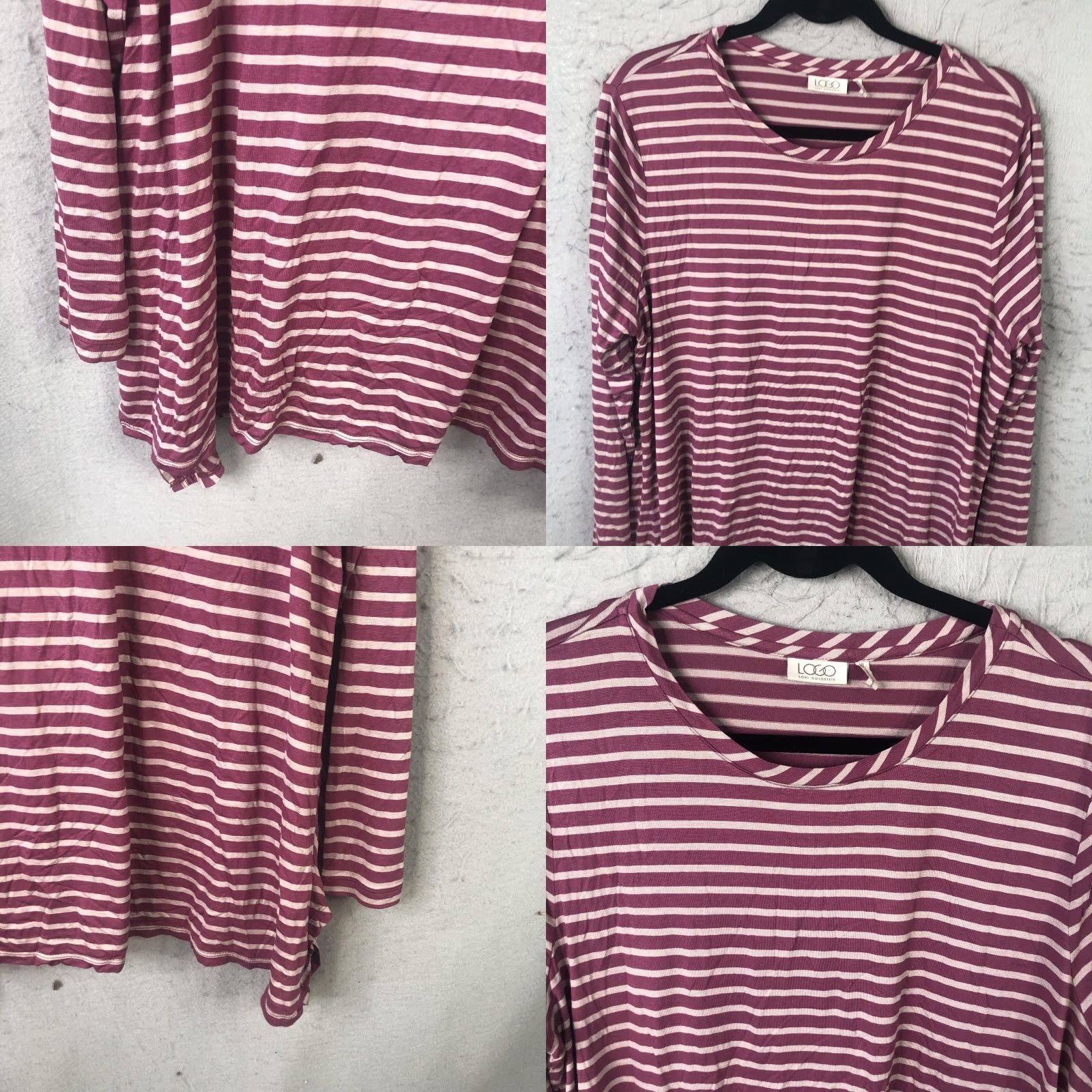 Vintage Logo Lori Goldstein Shirt Womens XL Purple Striped Tunic Athleisure Comfy Size XL / US 12-14 / IT 48-50 - 8 Thumbnail