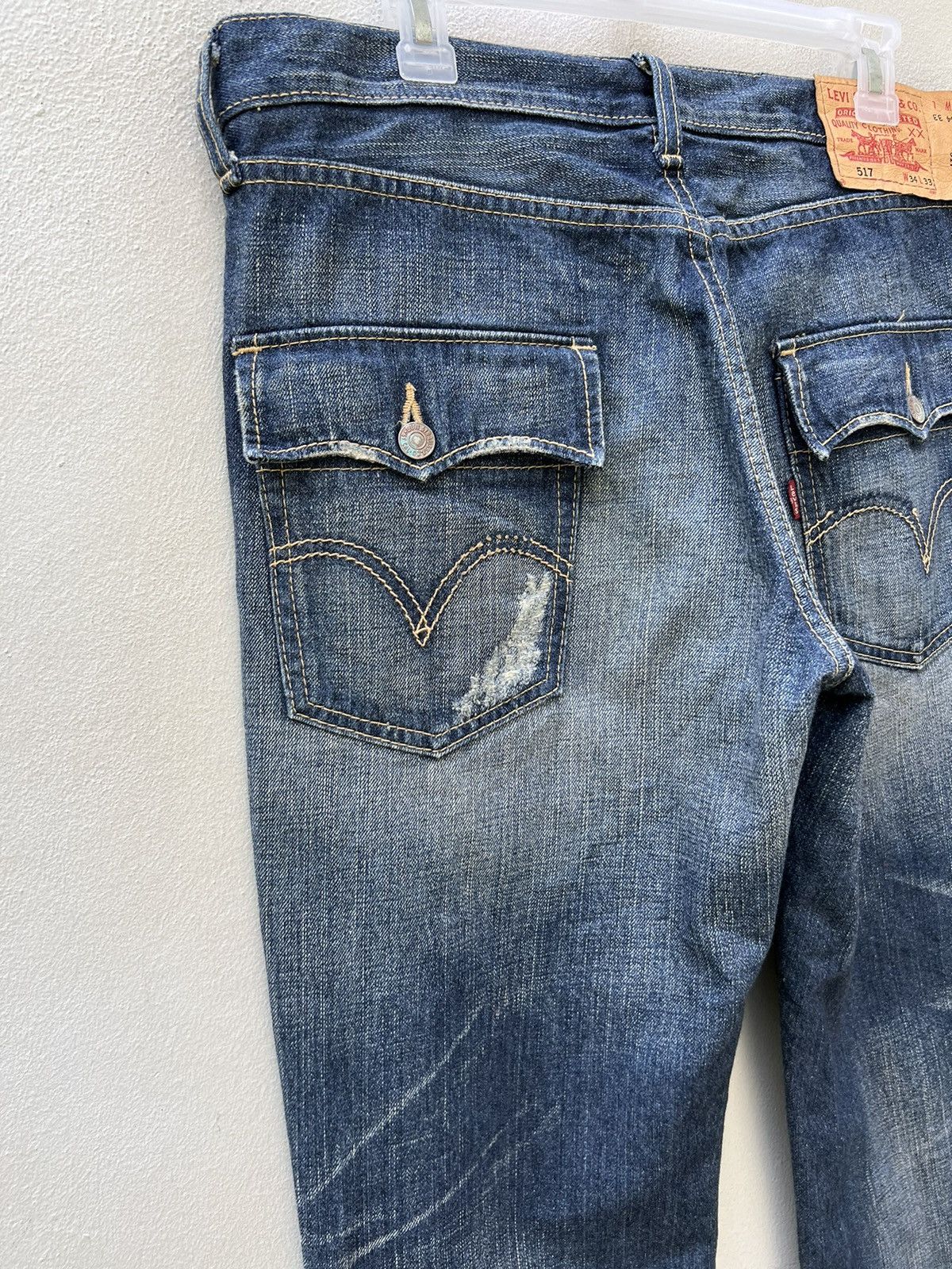 Levi's Vintage 2006 Levi’s 517 Distress Fade Denim Flap Flare Jeans Size US 34 / EU 50 - 16 Thumbnail