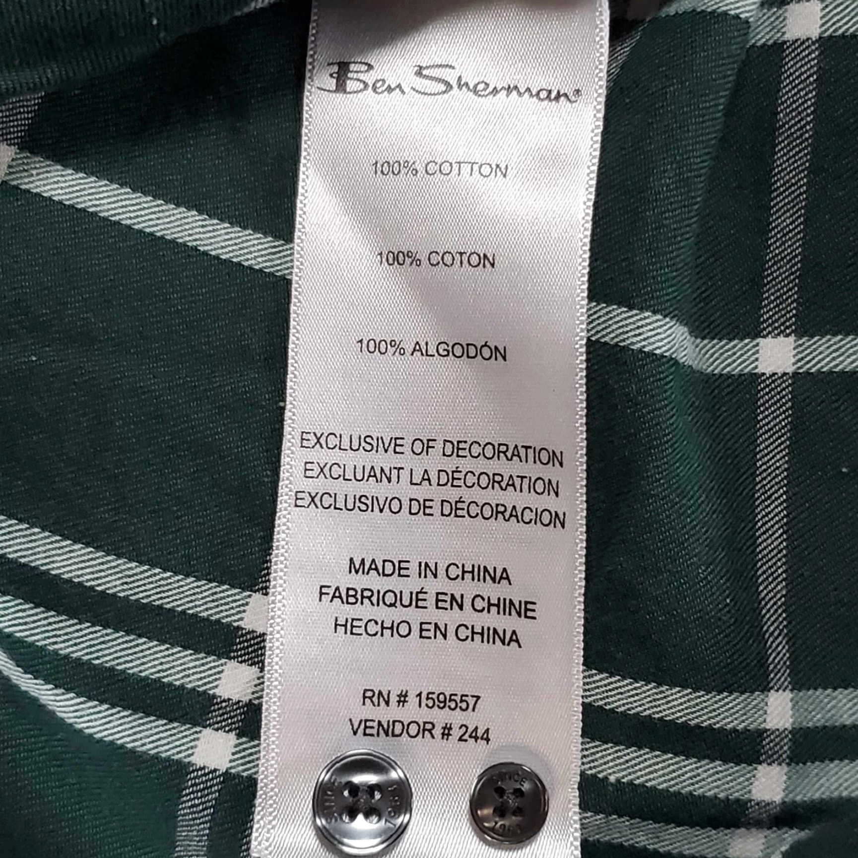Ben Sherman Ben Sherman Button-Up Shirt Mens M Long Sleeve Plaid Green Cotton Button-Down Shirt Size US M / EU 48-50 / 2 - 5 Thumbnail