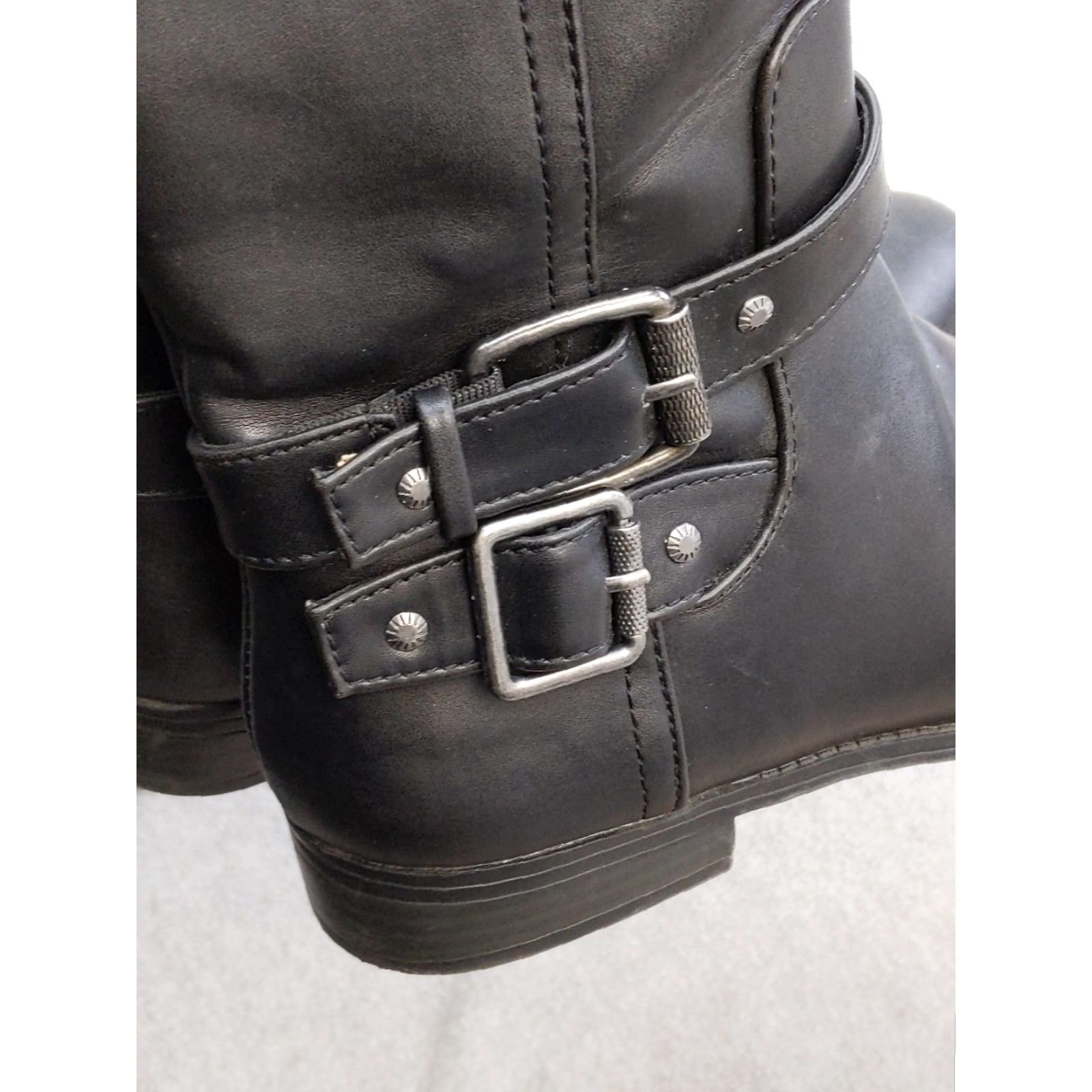 Vintage Bass Womens Boot Shoe Knee High Black Buckle Zip Riding Casual 7M 7 Women Vel? Size US 7 / IT 37 - 7 Thumbnail