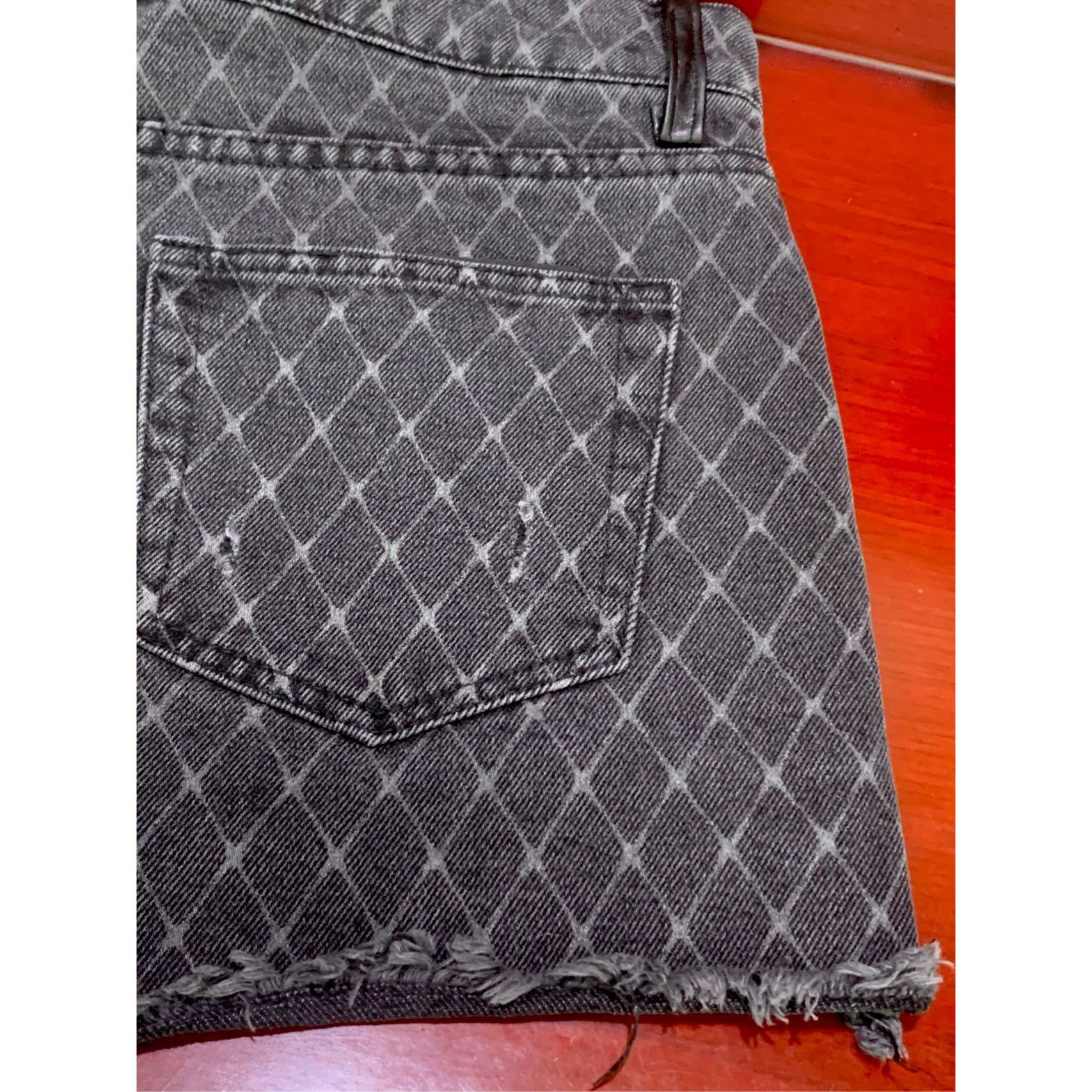Alexander Wang Alexander Wang Bite Diamond-Patterned Distressed Black Denim Size 42" / US 20 - 3 Thumbnail
