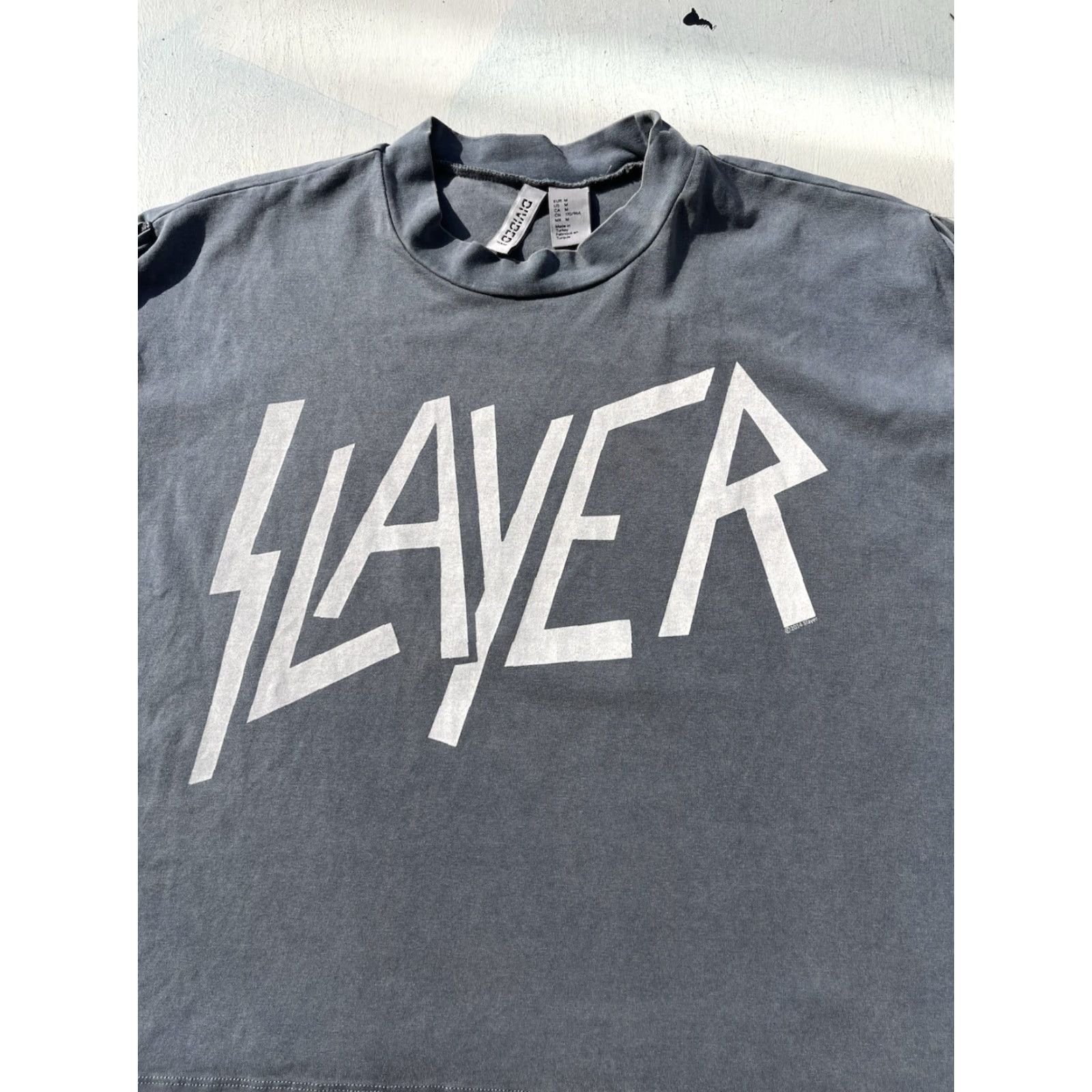 Vintage Women's Slayer T-Shirt Gray Spell-Out M Metal Thrash 80s Scream King Araya Mid Size L / US 10 / IT 46 - 2 Thumbnail