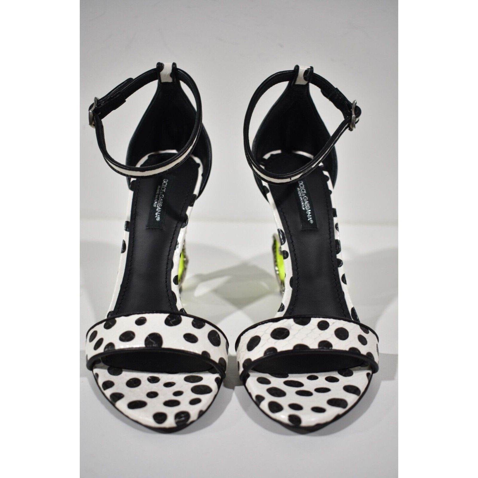 Dolce & Gabbana Keira 105 Black White Baroque DG Logo Heel Sandal Pump 37.5 Size US 7.5 / IT 37.5 - 5 Thumbnail