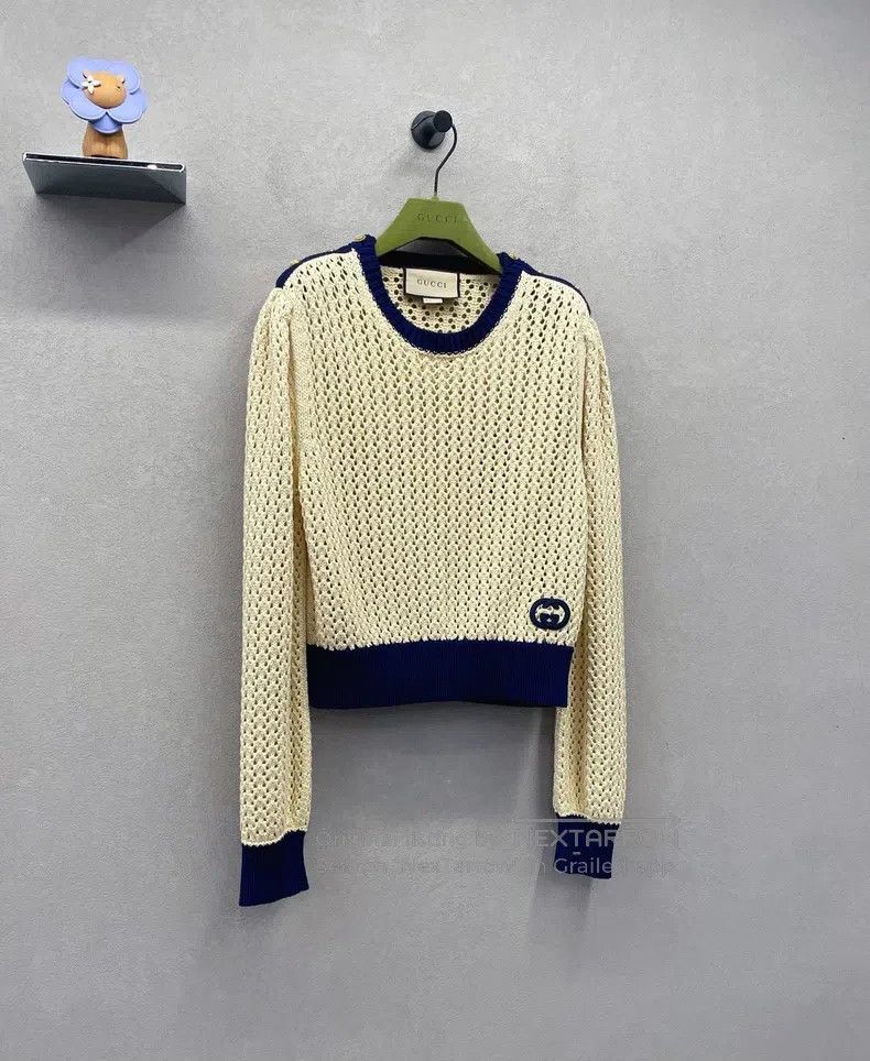 Gucci Gucci Beige hollow mesh knitted sweater Size S / US 4 / IT 40 - 2 Thumbnail