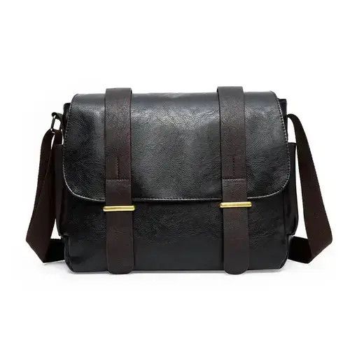 Designer Pu Leather Crossbody Bag in Black, Men's