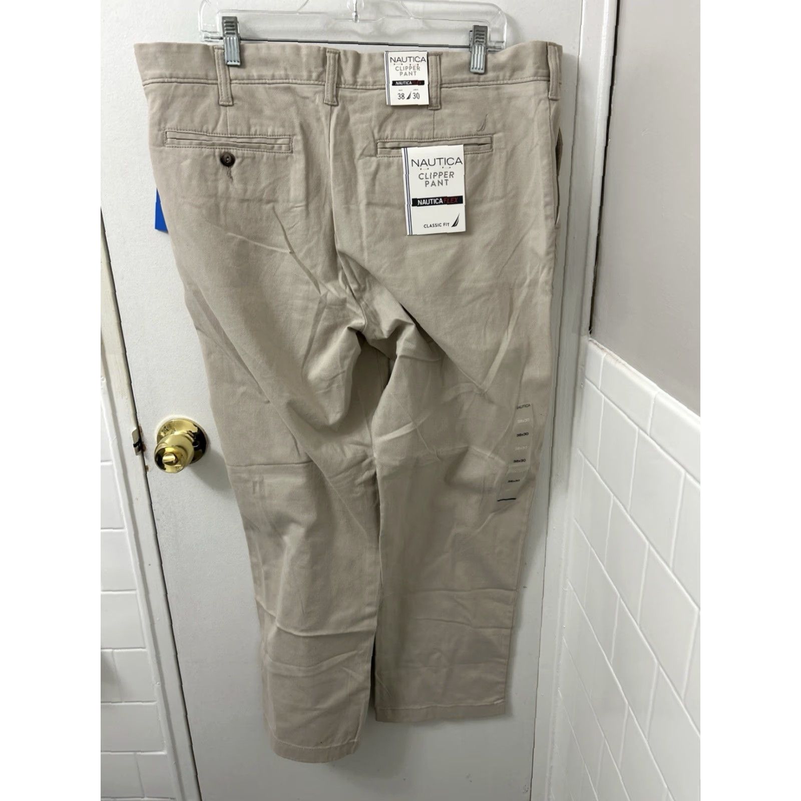 Nautica Nautica Clipper Pants Mens 38x30 Khaki Classic Fit Stretch Trousers bequem? Size US 38 / EU 54 - 2 Thumbnail