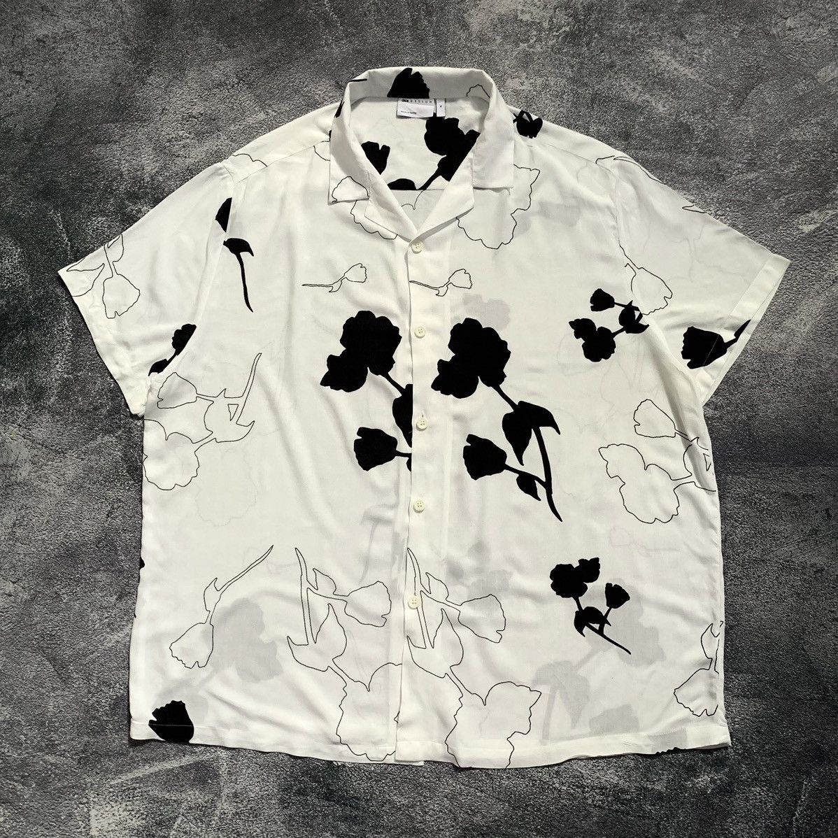 image of 1 Of 1 x Asos Design Rayon Flower Shirt in White, Men's (Size XL)