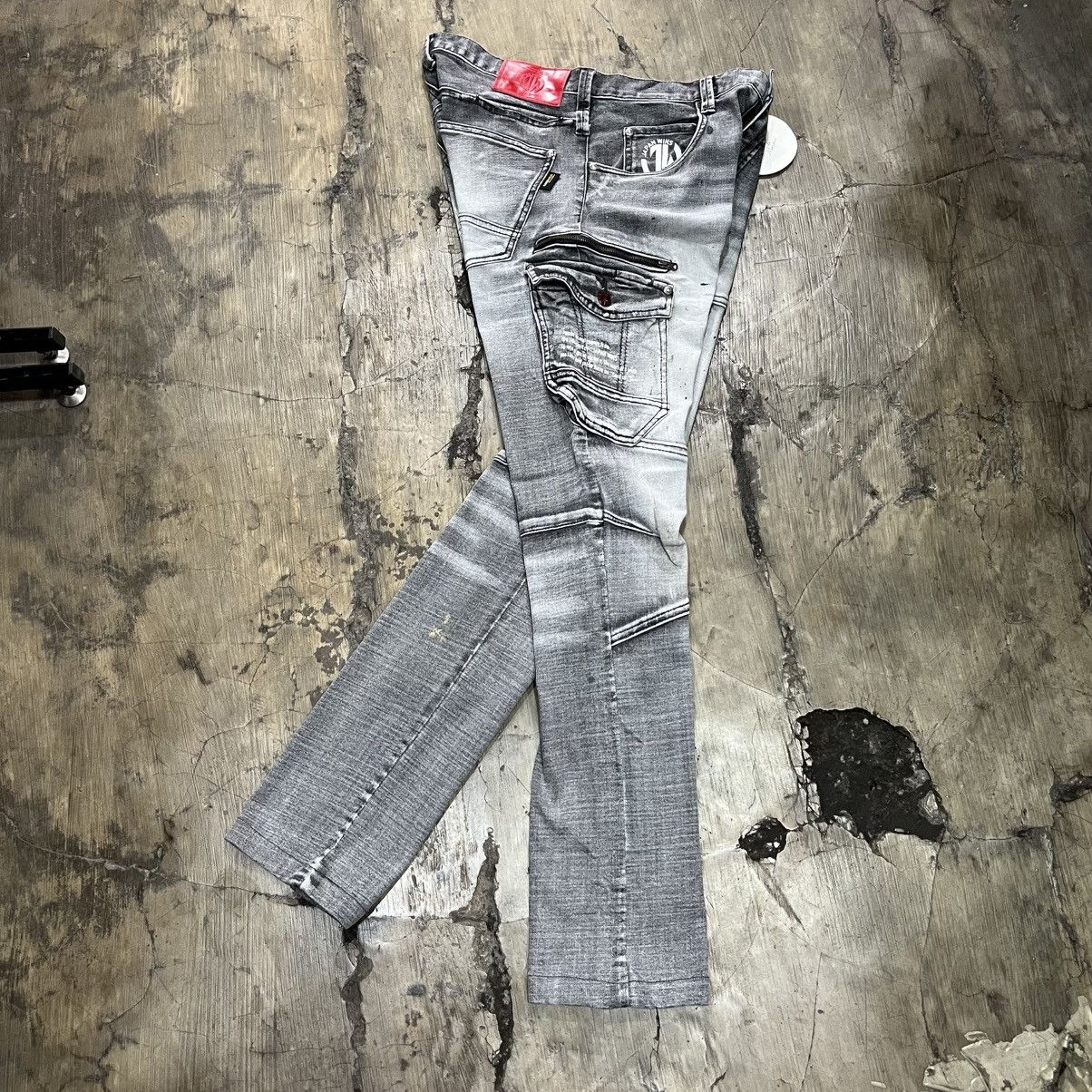 Hysteric Glamour JAPAN WINS Grey Biker Cargo Jeans Size US 31 - 9 Thumbnail