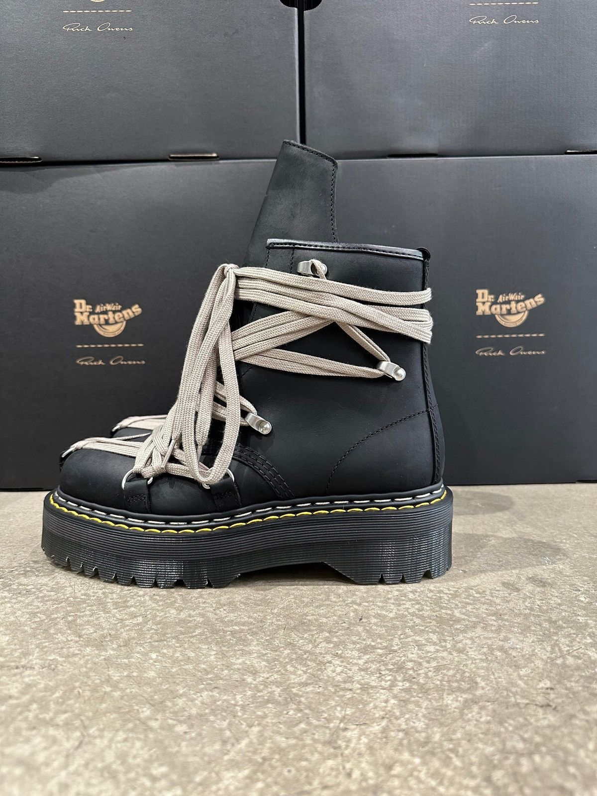 Dr. Martens × Rick Owens RICK OWENS - Dr.Martens 1460 Quad Sole Mega Lace Boot Black Size US 7 / EU 40 - 3 Thumbnail