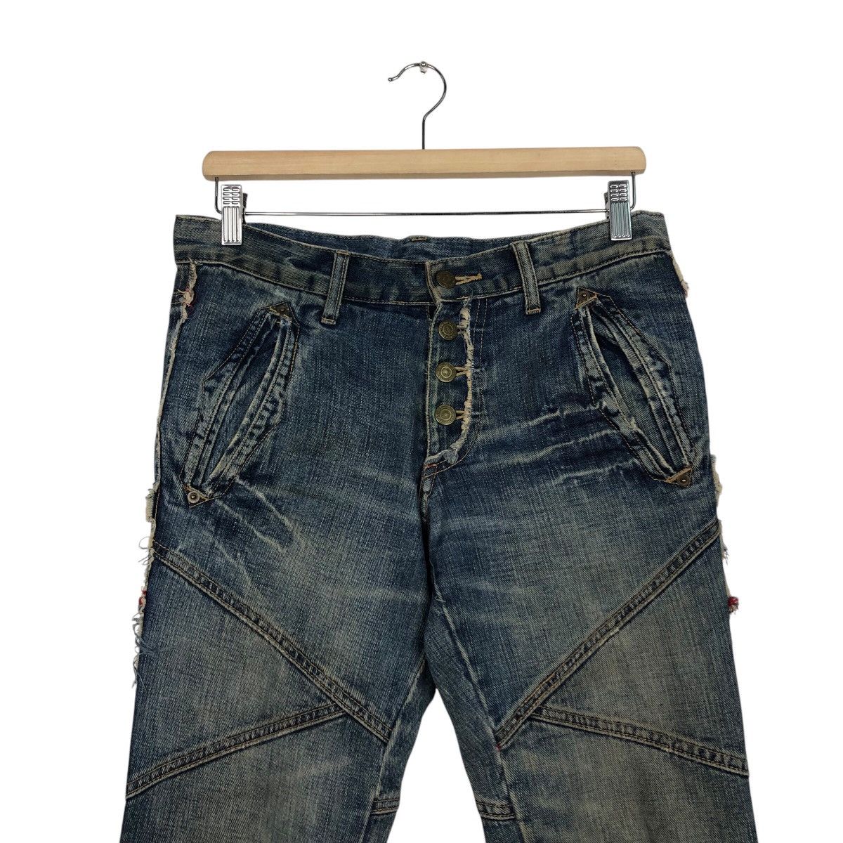 Tornado Mart 📌Bow Cut Design Punk Style Patch Work Style Butterfly Denim Size 32" / US 10 / IT 46 - 4 Thumbnail