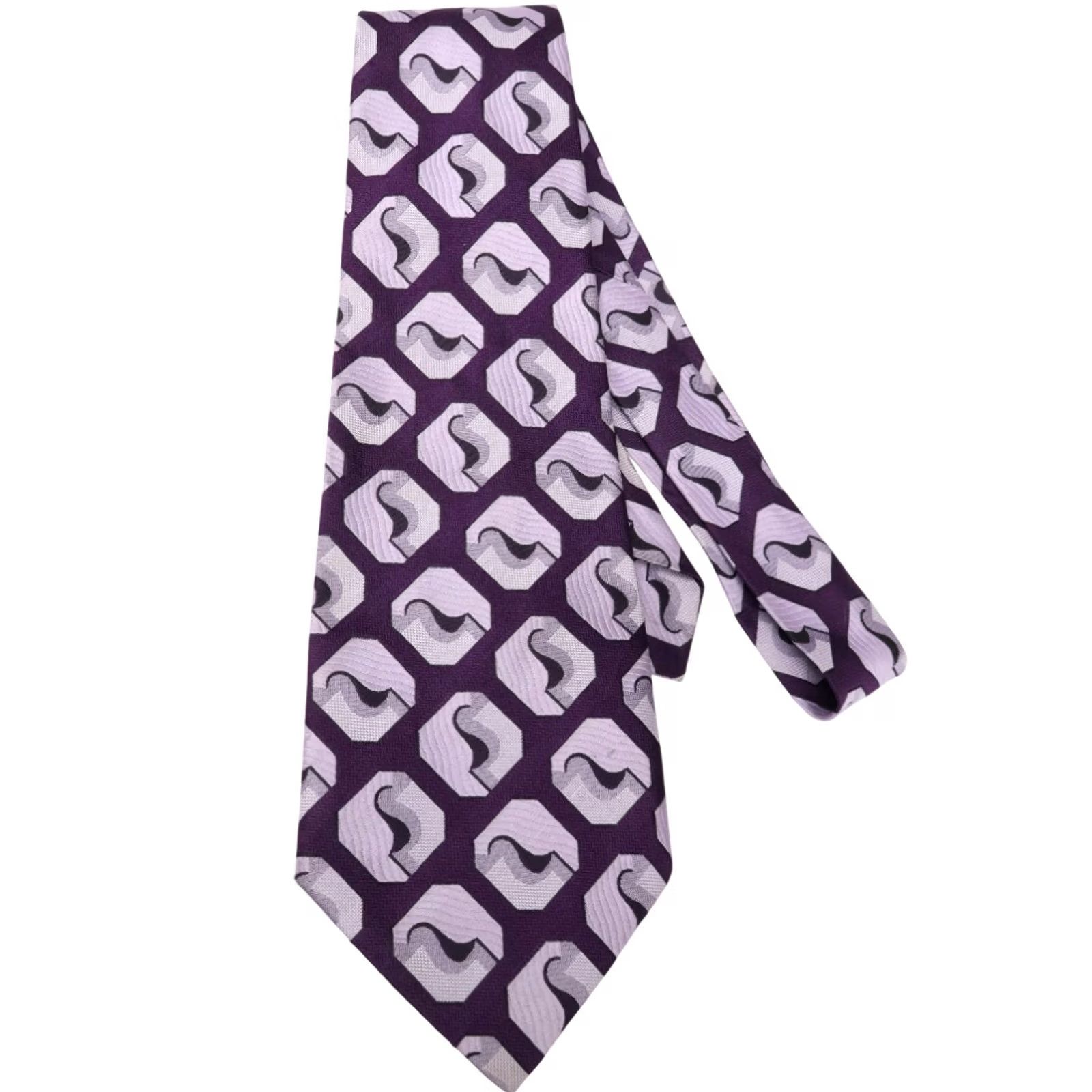 Vintage COMMODORE Trevira Tie Men's One Size Pointed Classic Patterned Purple Shades Size ONE SIZE - 2 Thumbnail