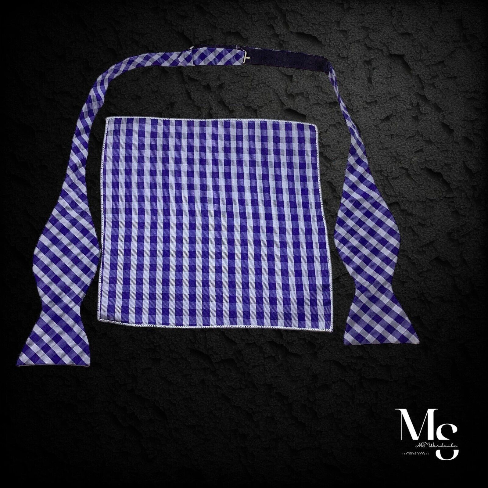 Other AMAZING Blue Plaid &Cheks Set Adjustable Self Bow Tie Tie & Size ONE SIZE - 1 Thumbnail