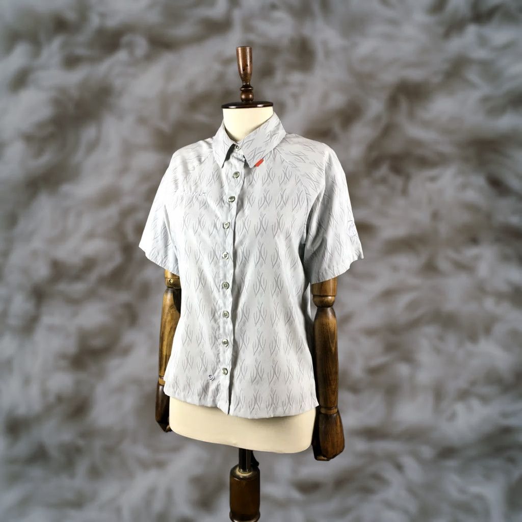 Mammut Mammut Gray Nylon Blouse Women M Short Sleeve Collared Embroidered Logo Floral Pattern Clothing Size M / US 6-8 / IT 42-44 - 1 Thumbnail