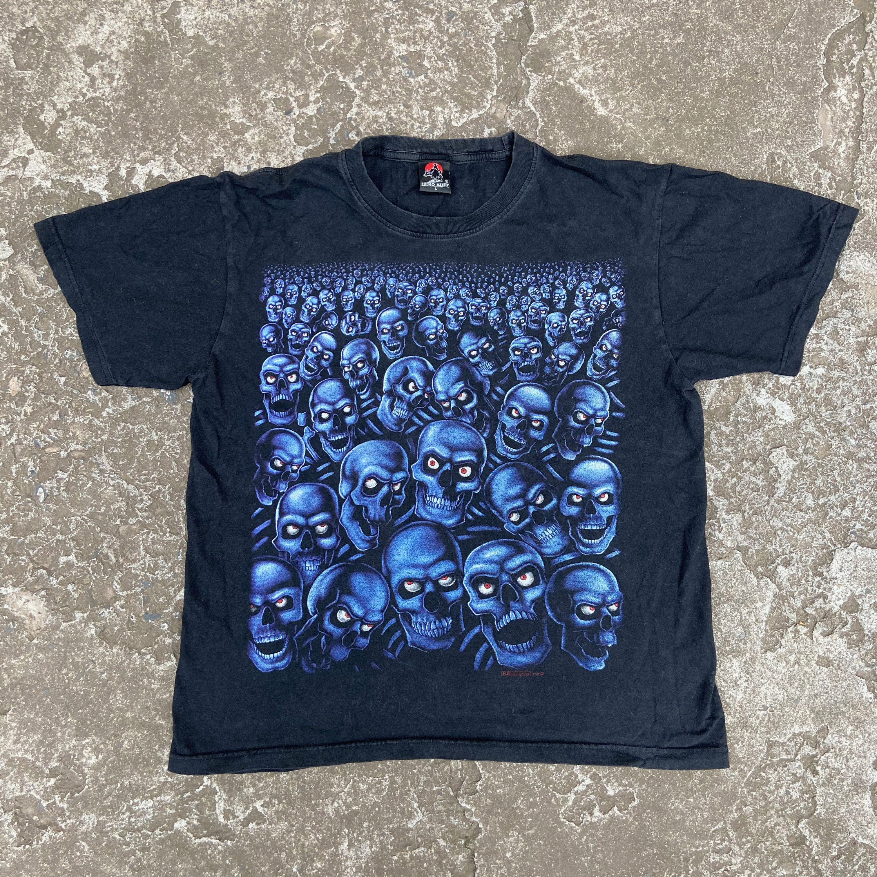 Vintage 1990s VINTAGE OVERPRINTED SKULL 3D TEE - № 585 Size US L / EU 52-54 / 3 - 1 Thumbnail
