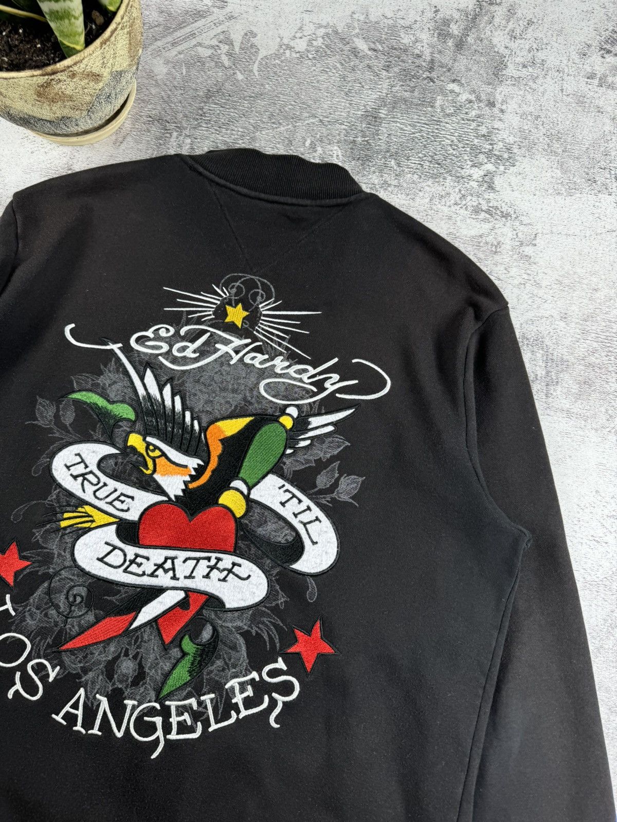 Ed Hardy Ed Hardy Y2K Sun Faded Till Death Bomber Hoodie Pullovover Size US XL / EU 56 / 4 - 7 Thumbnail