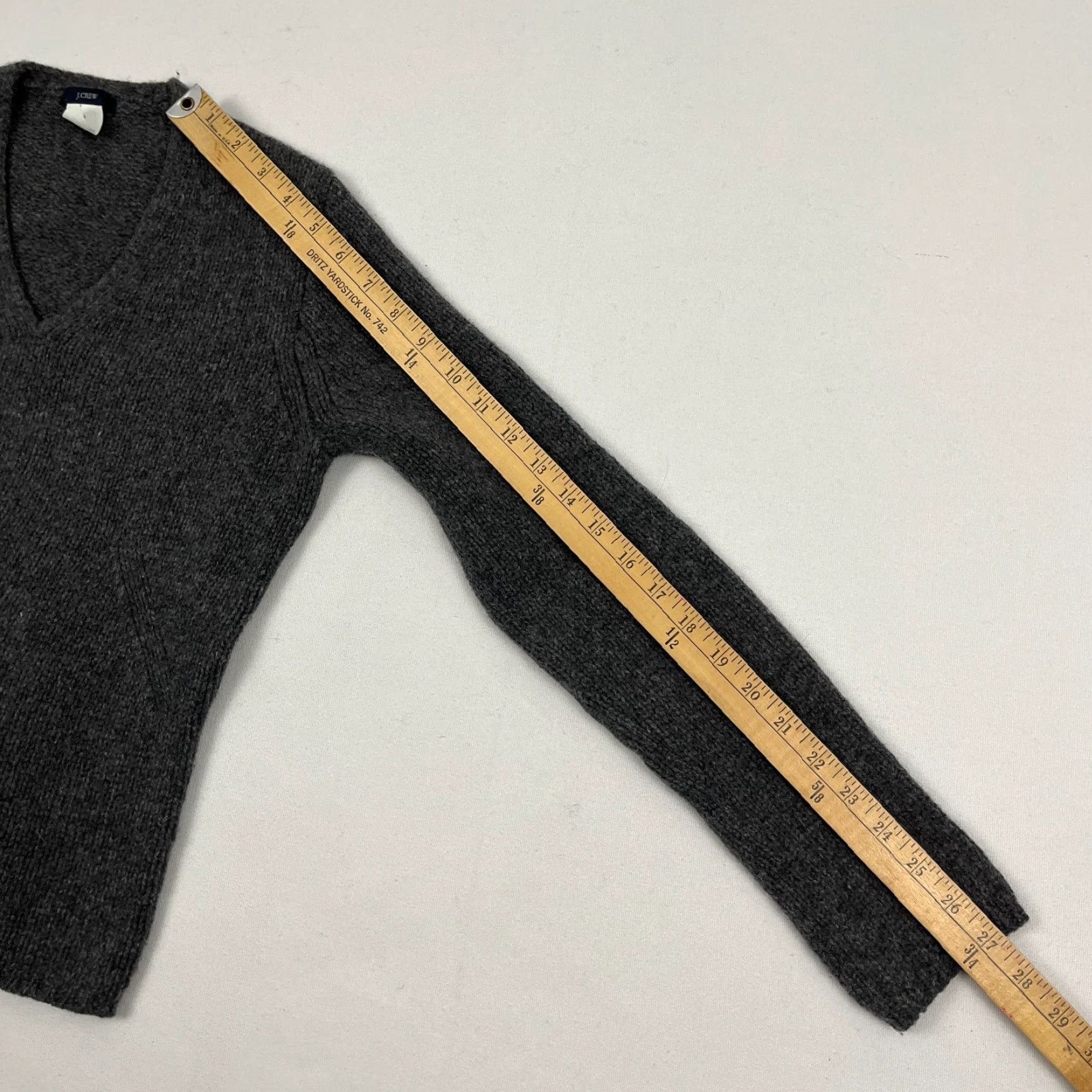 J.Crew VINTAGE J Crew Lambs Wool Sweater Womens S Gray Herringbone Elbow Patch Academia Preppy Size S / US 4 / IT 40 - 6 Thumbnail