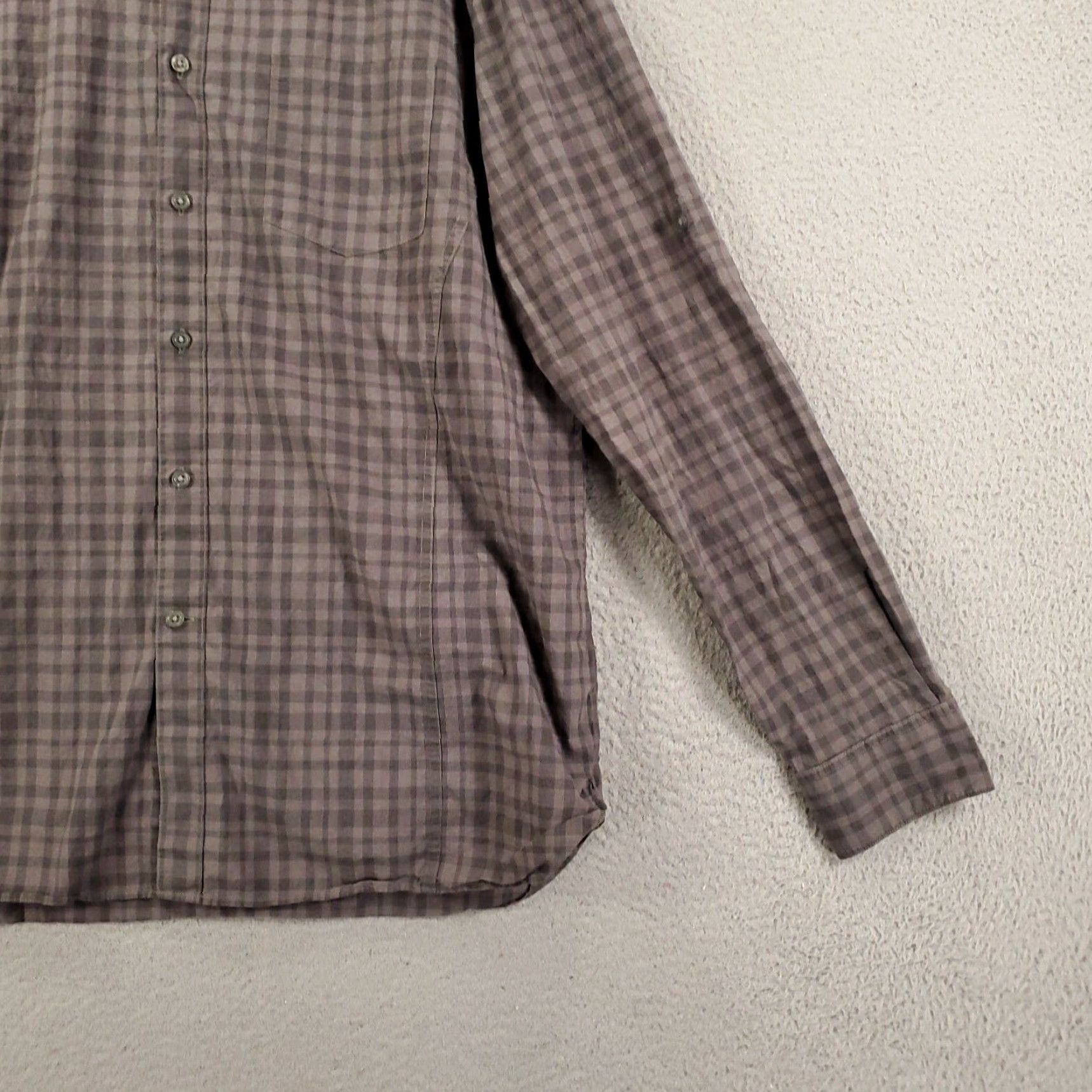 John Varvatos John Varvatos Shirt Mens 2XL Plaid Multicolor Button Up Roll Tab Sleeve Size 48R - 4 Thumbnail