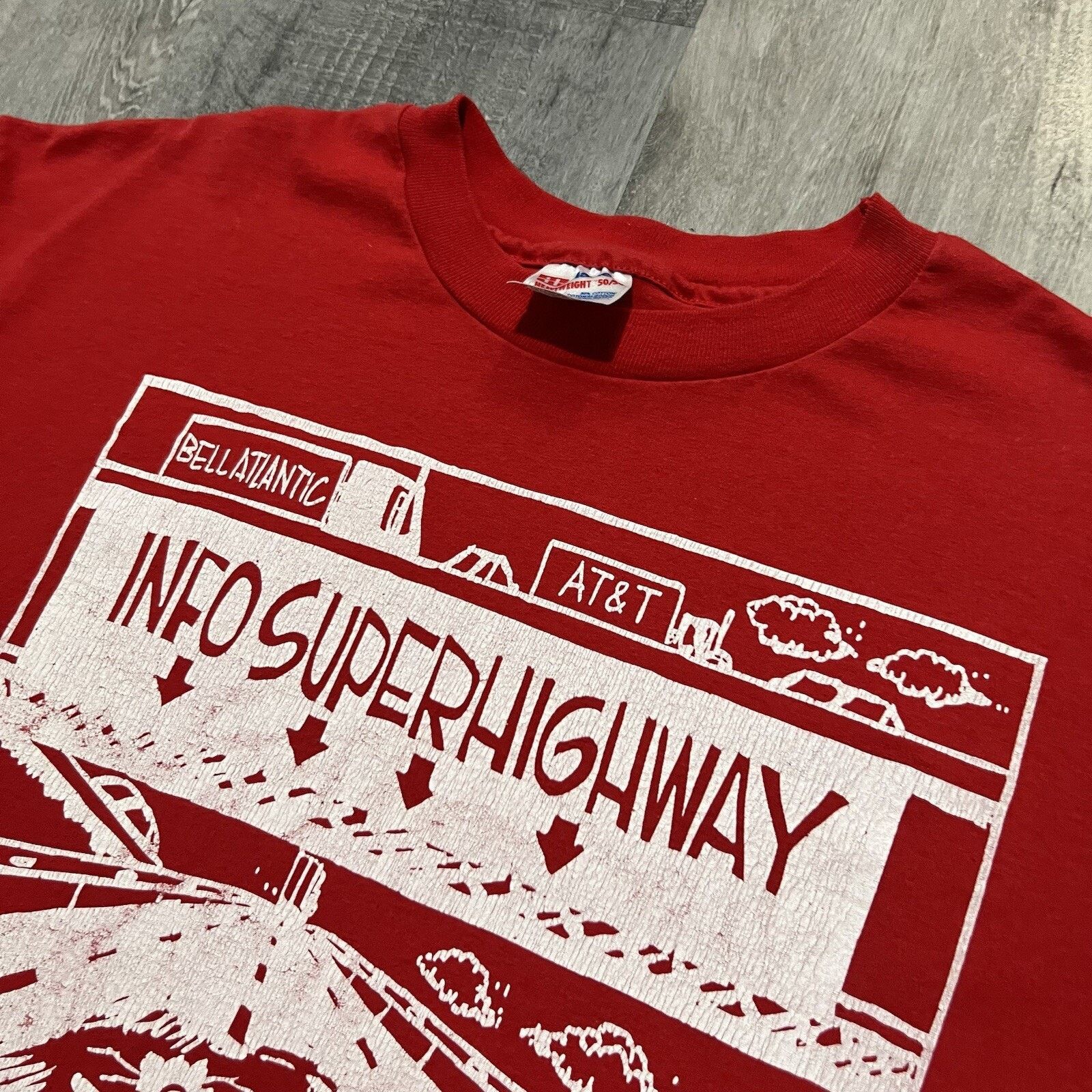 Hanes VTG Info Superhighway 90s BellAtlantic Roadkill Tech T Shirt Size US XL / EU 56 / 4 - 4 Thumbnail