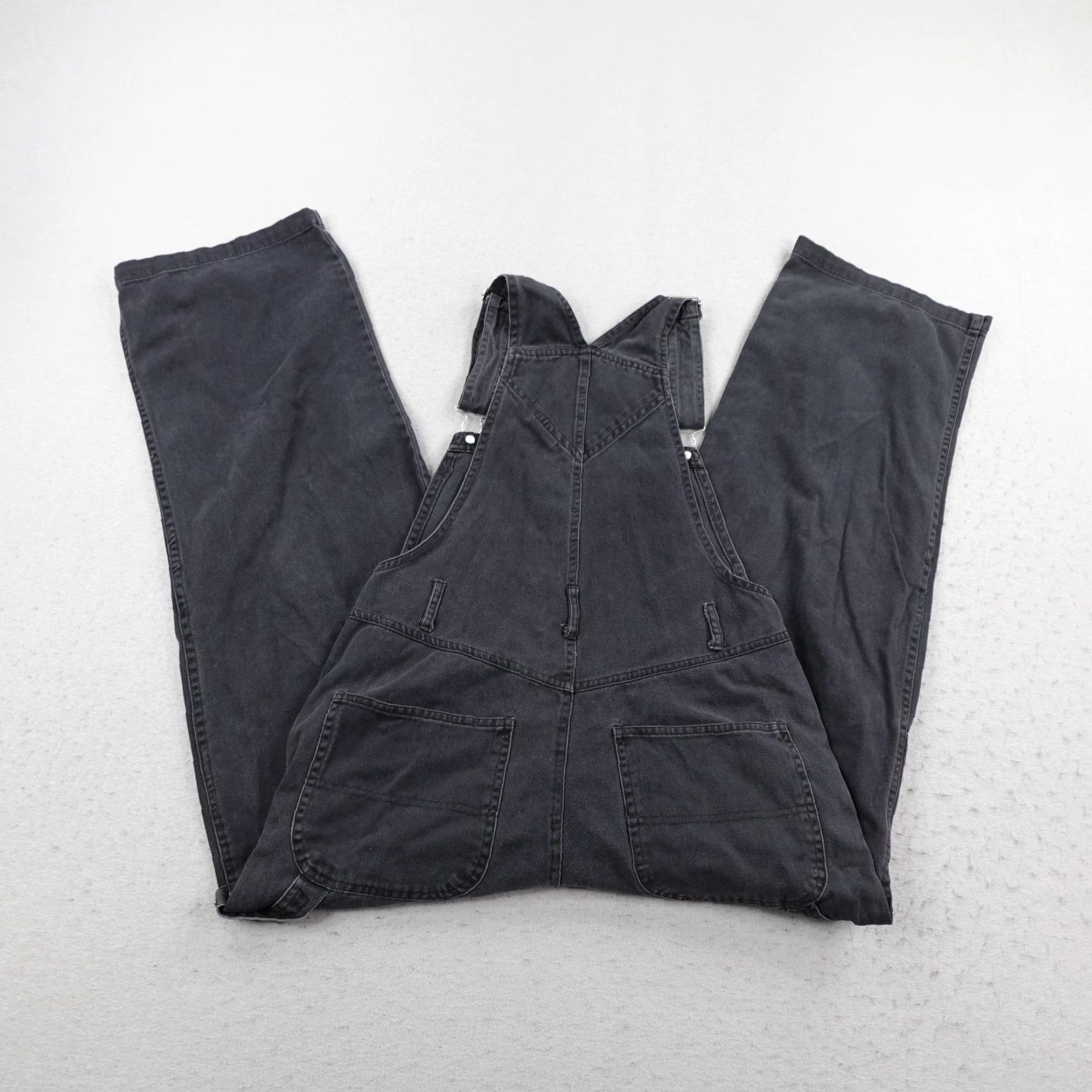 Disney VINTAGE Winnie The Pooh Overalls Women Large Black Denim Jean Disney Embroidered Size 36" / US 14 / IT 50 - 5 Thumbnail