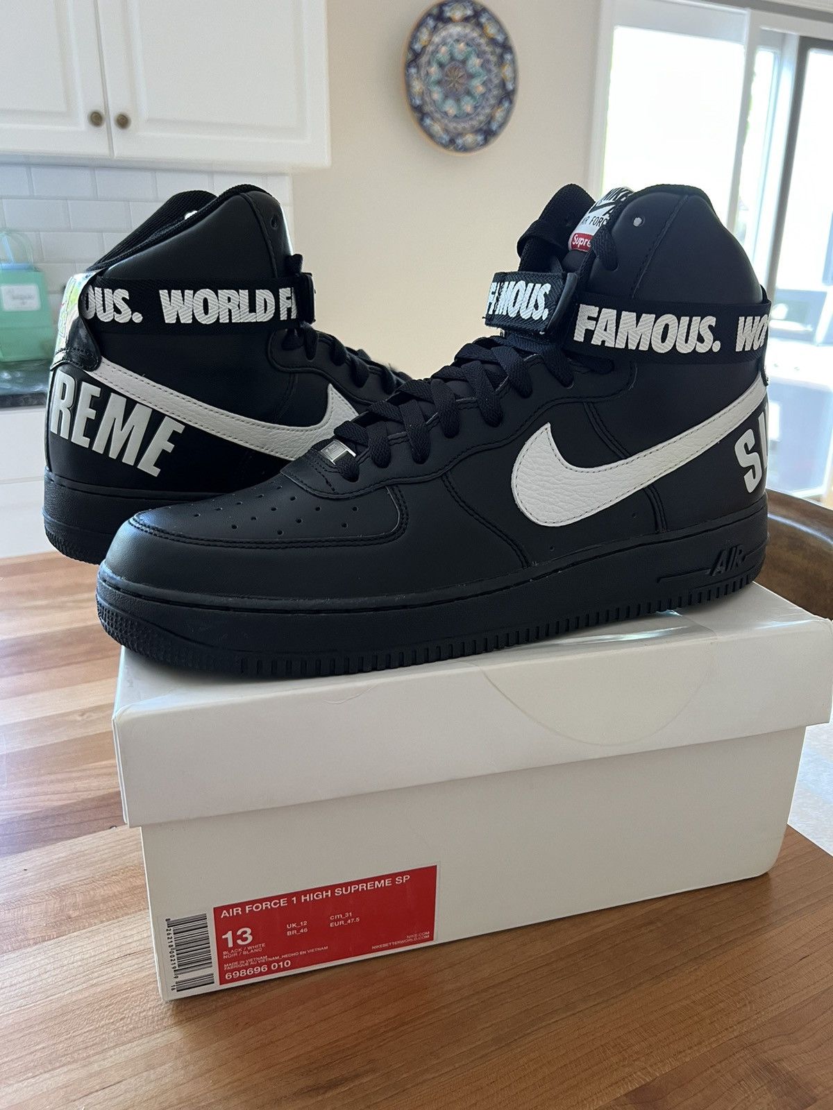 Nike × Supreme Supreme x Nike Air Force 1 High ‘World Famous’ Black Size US 13 / EU 46 - 1 Thumbnail