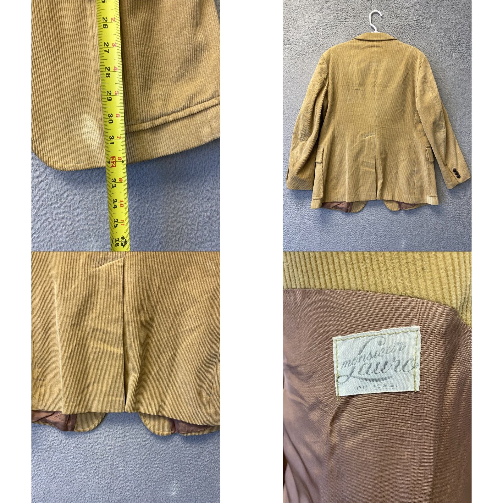 Vintage VINTAGE Monsieur Lauro Western Corduroy Jacket Coat Mens 44R Brown 70s Vintage Leather Buttons Pockets Long Size US S / EU 44-46 / 1 - 8 Thumbnail