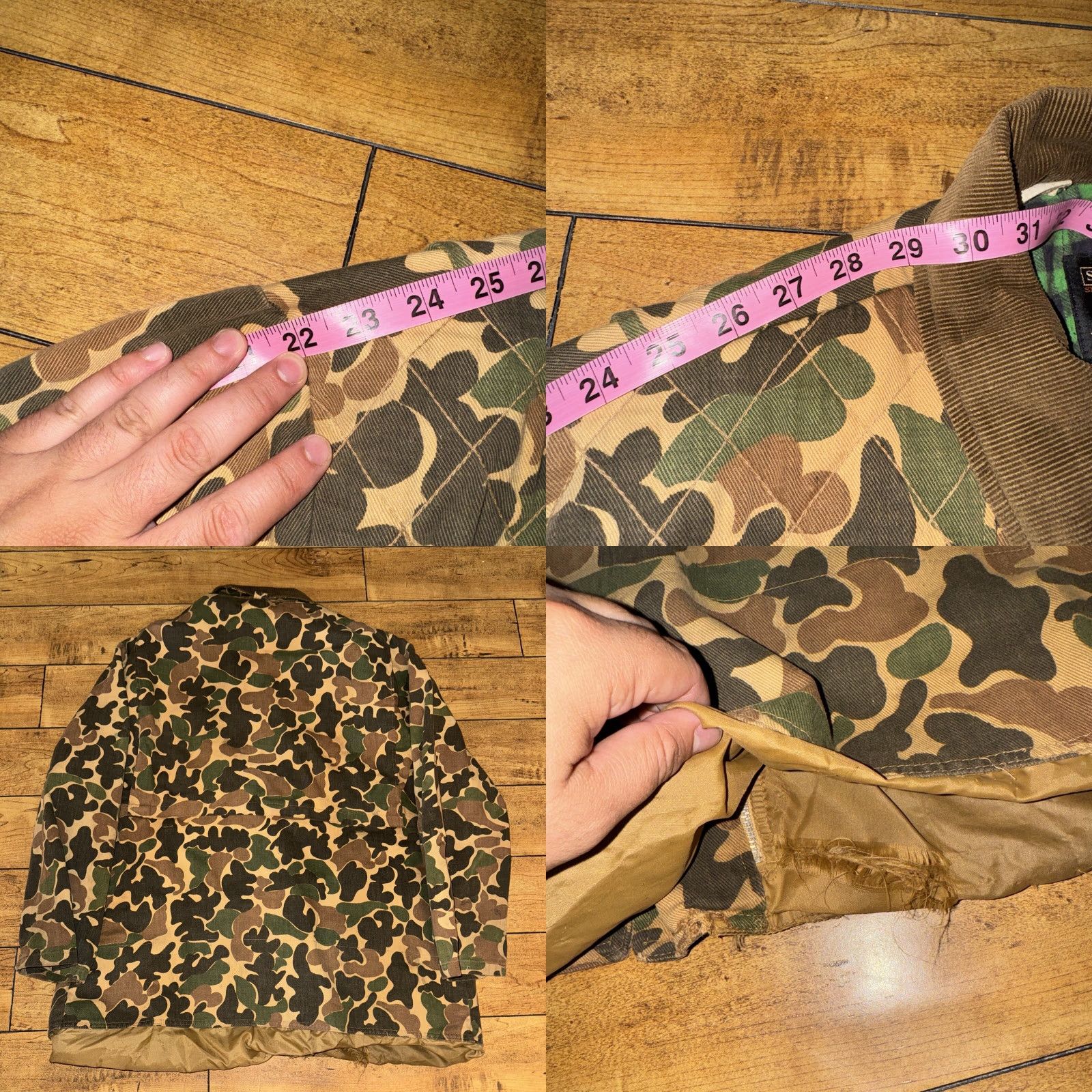 Sears VINTAGE Sears Workwear Camo Jacket XL 26X29 Green Duck Camo Camouflage Cotton Flannel Lined Men Regular XL Green - Note: ensure no extra formatting Size US XL / EU 56 / 4 - 8 Thumbnail
