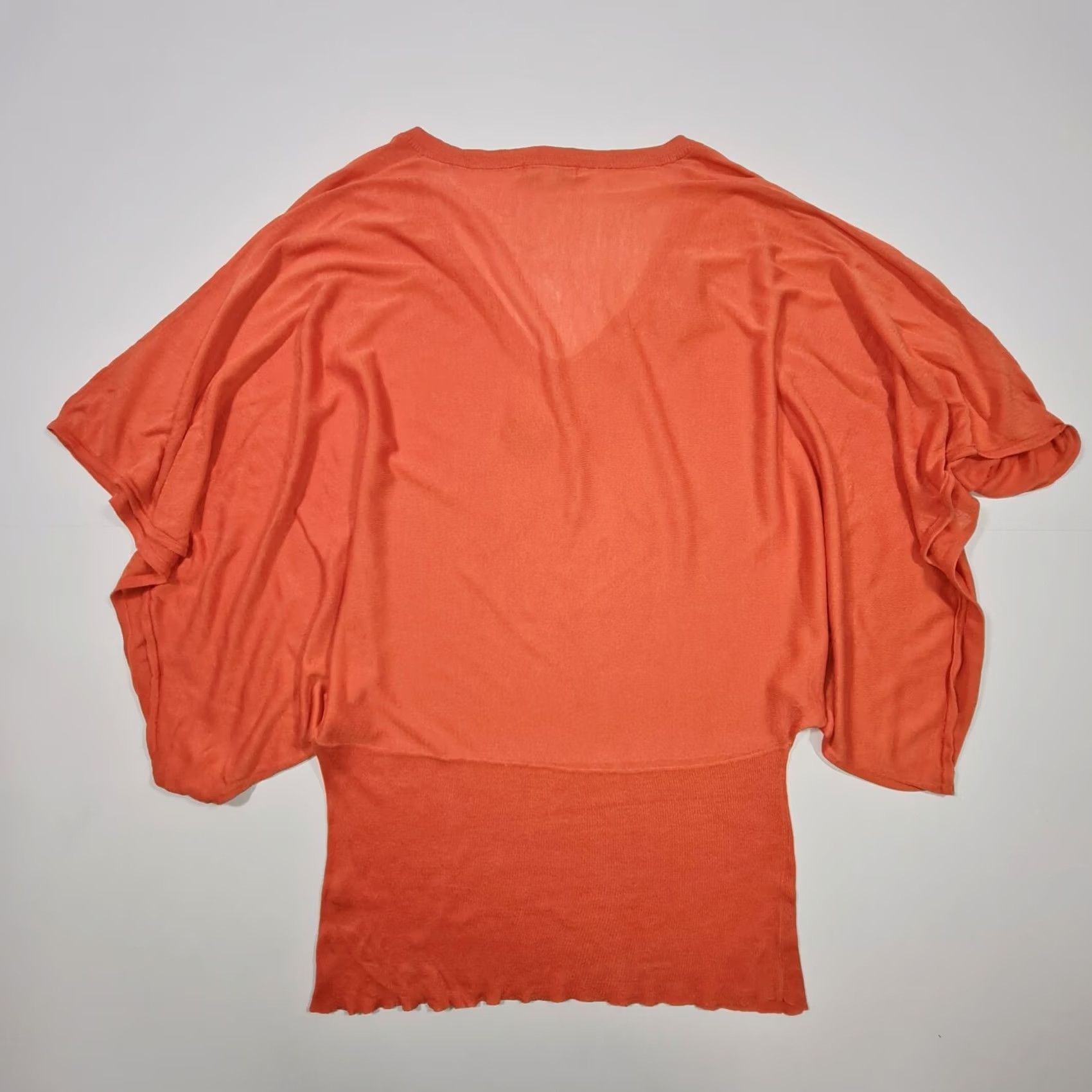 Vintage Les Petites Jumper Orange 10 UK V-Neck 3/4 Sleeve Silk Cotton Knit Pullover Top Womens Size L / US 10 / IT 46 - 5 Thumbnail
